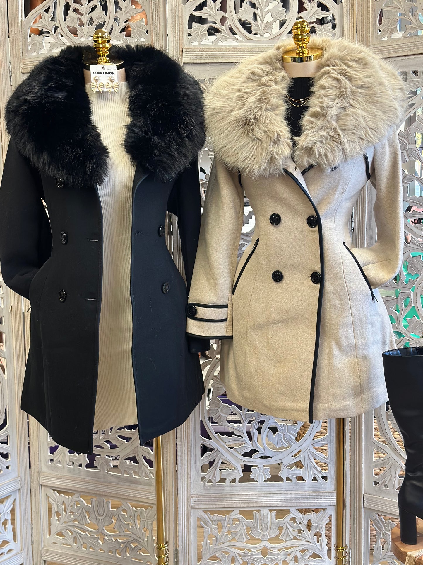 Fur Lined Button Coat- Not Stretchy, No Estira