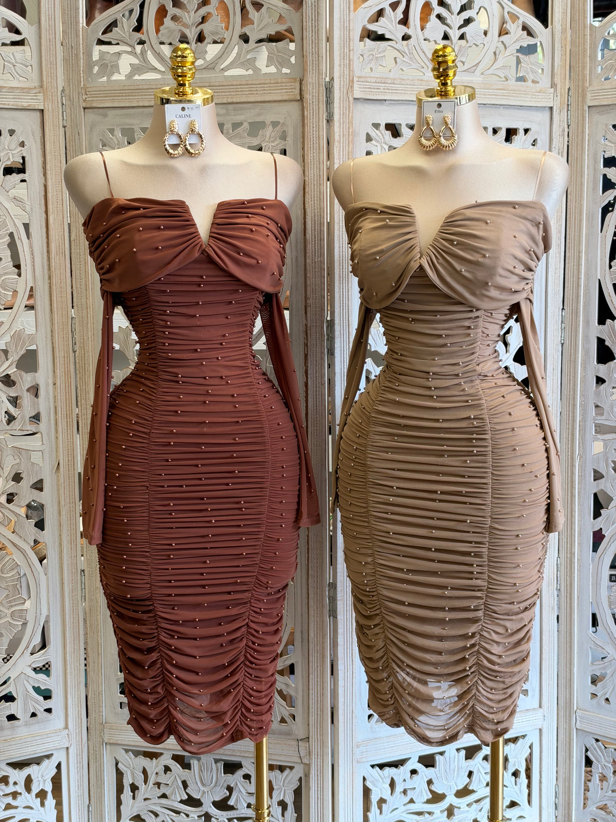 Aurelia Pearl Midi Dress- Estira , Stretchy