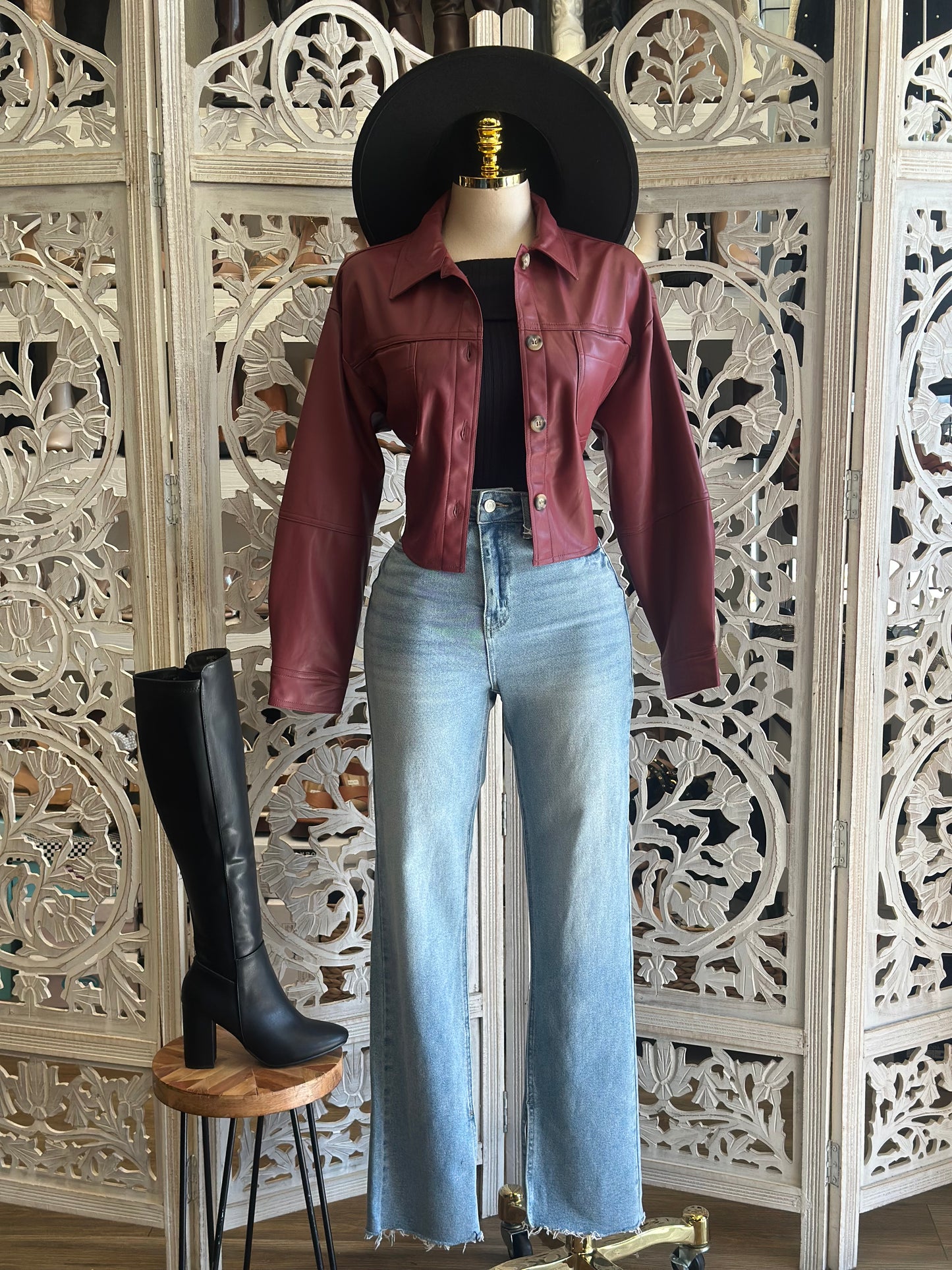 Red Faux Leather Jacket