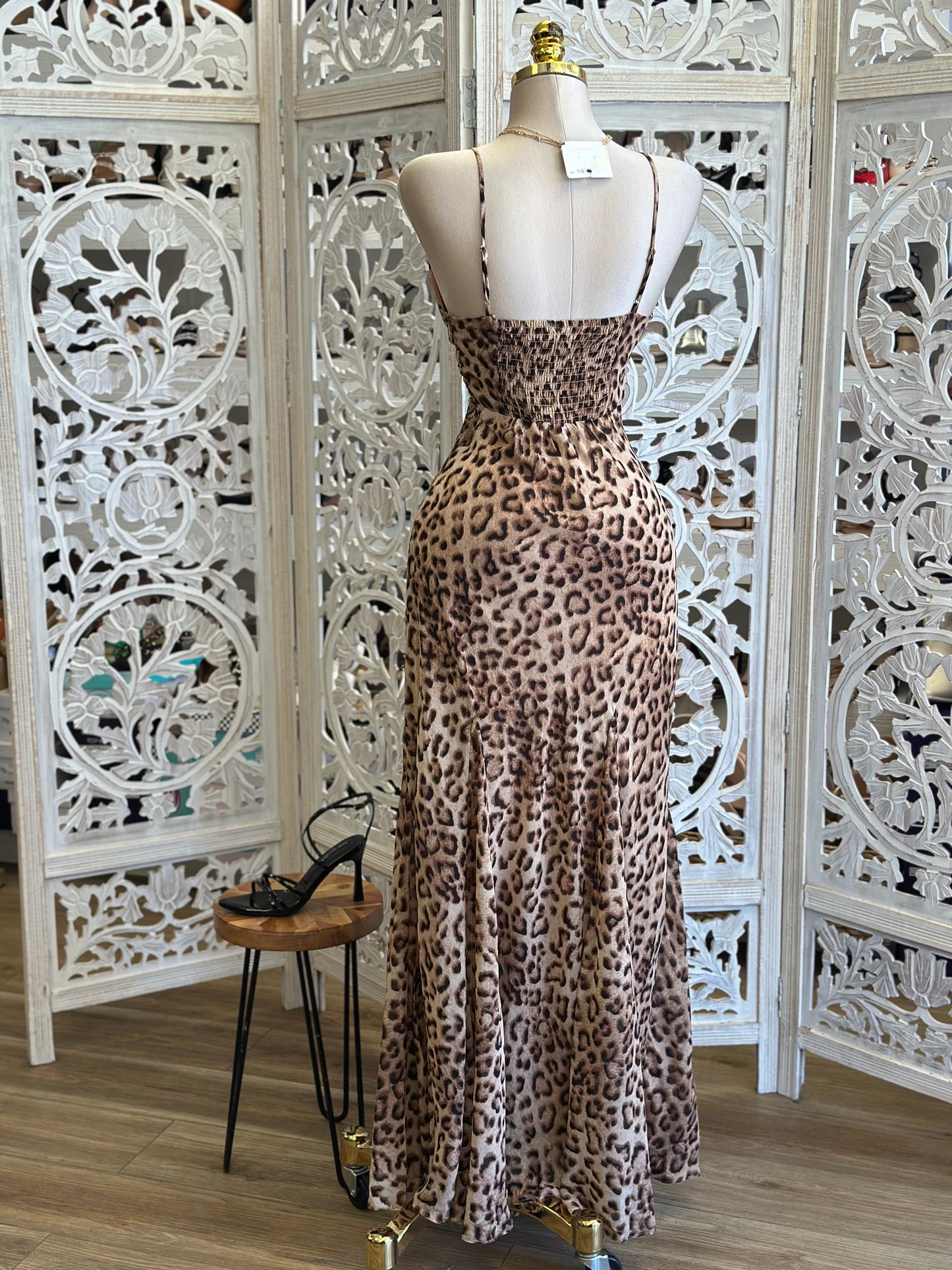 Cheetah Maxi Cami Dress - Estira, Stretchy