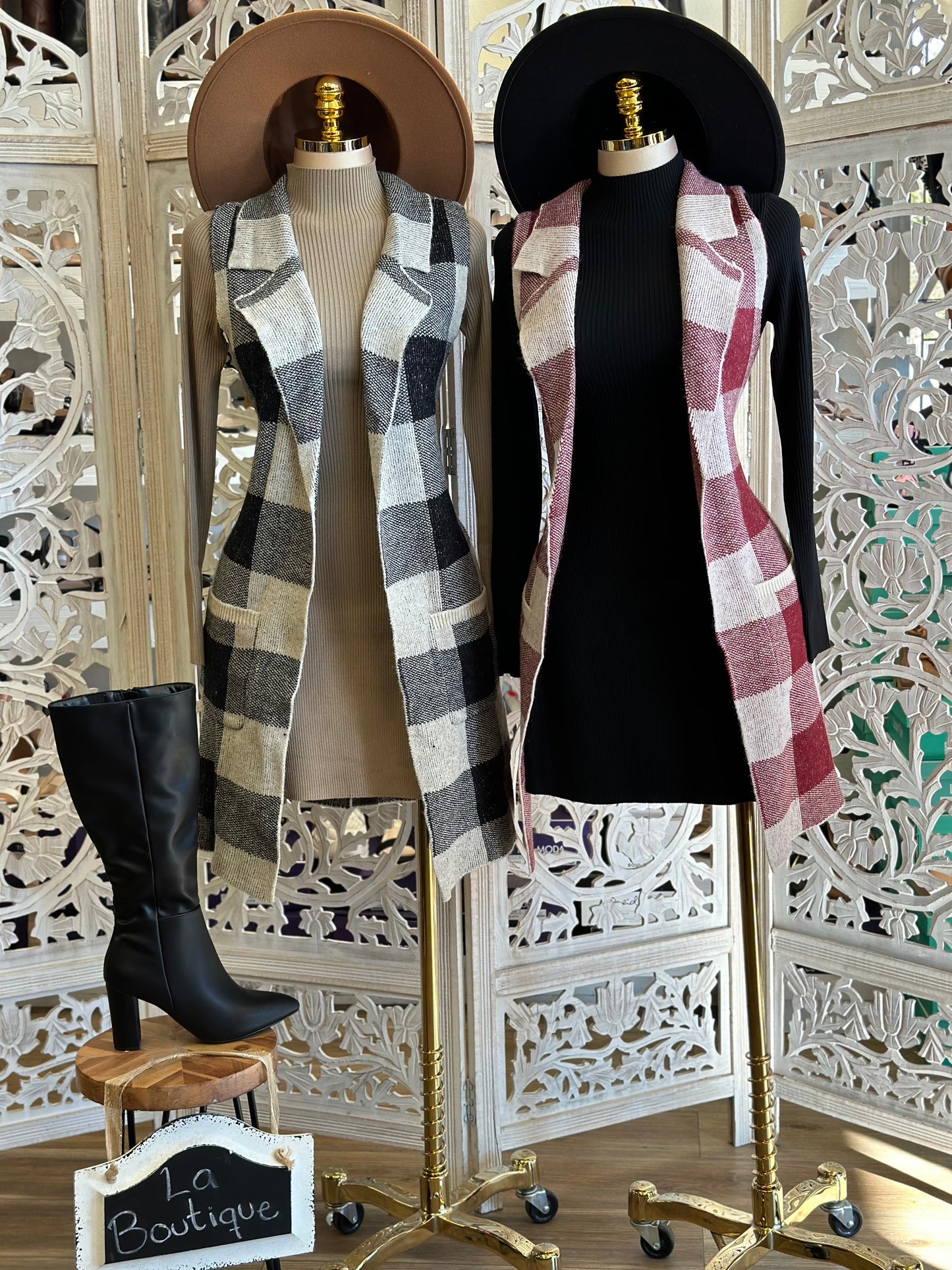 Plaid Pattern Blazer Vest