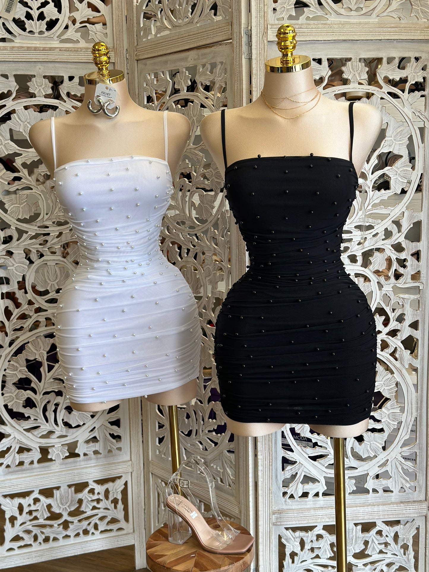 Cami Mini Pearl Dress - Estira, Stretchy