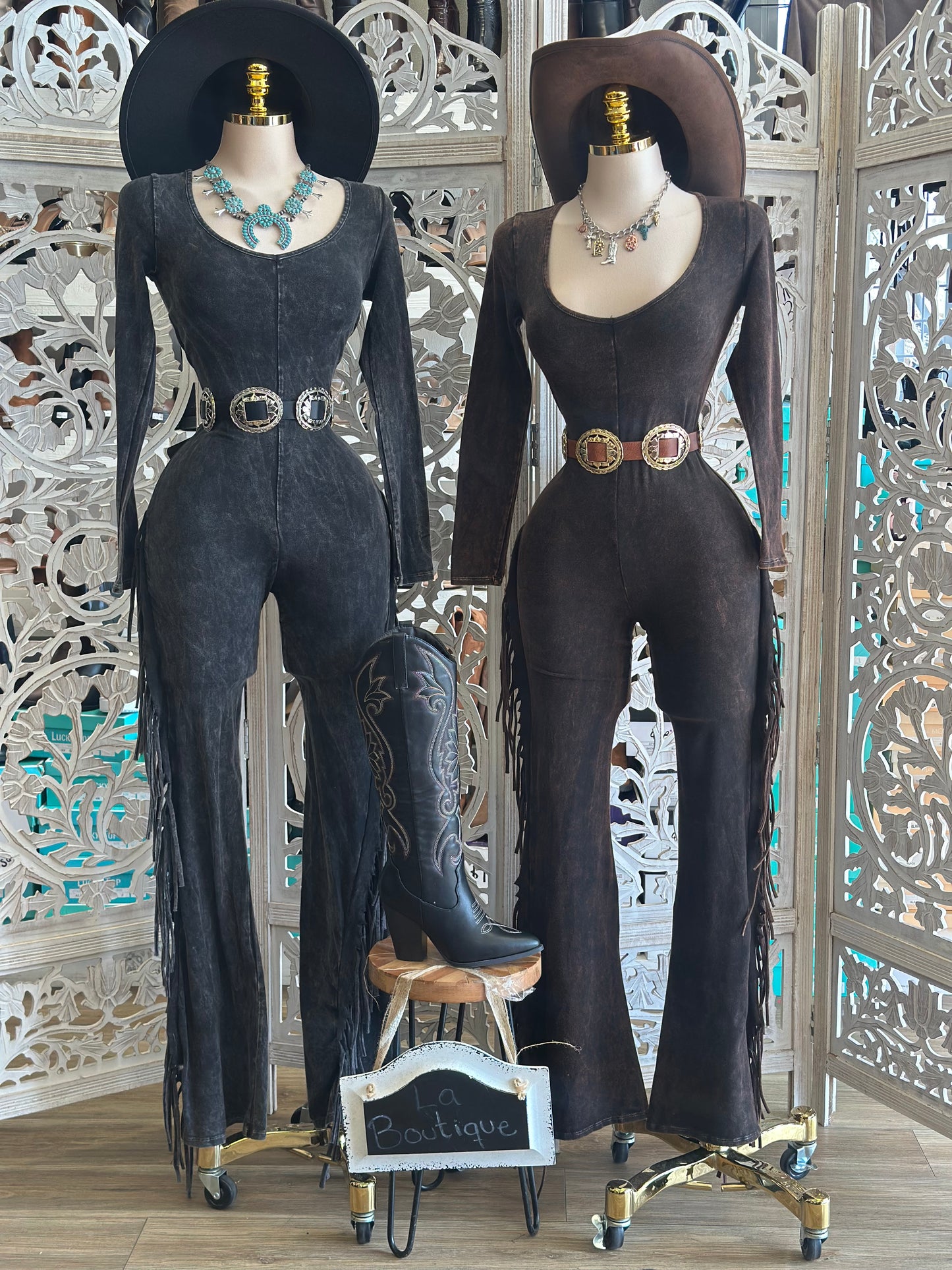 Fringe Washed Jumpsuit- Stretchy, Estira