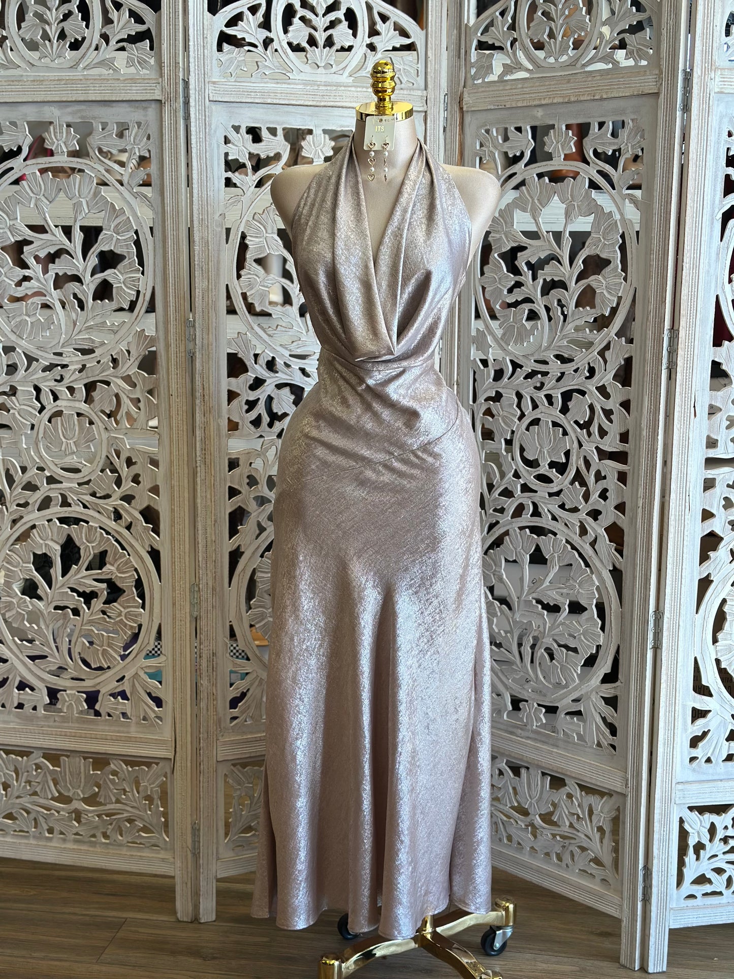 Low Cut Draped Evening Dress-Estira, Stretchy