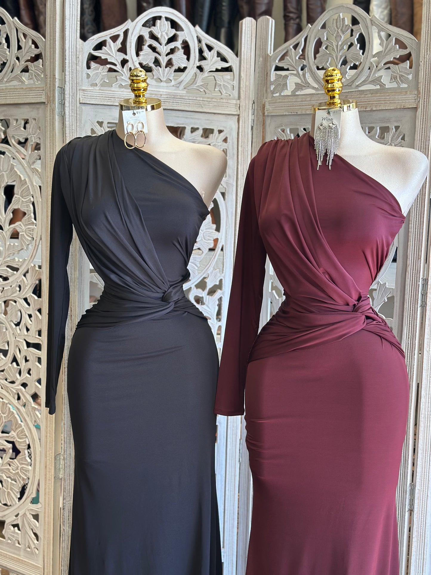 One Sleeve Knotted Dress- Stretchy,Estira