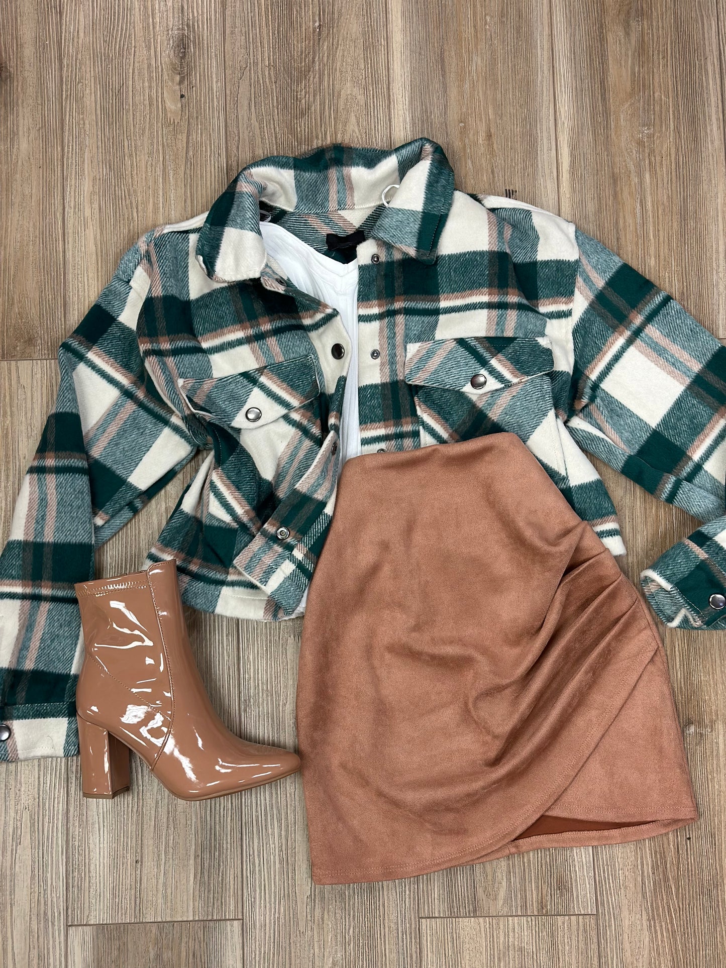 Hunter Green Plaid Cropped Jacket