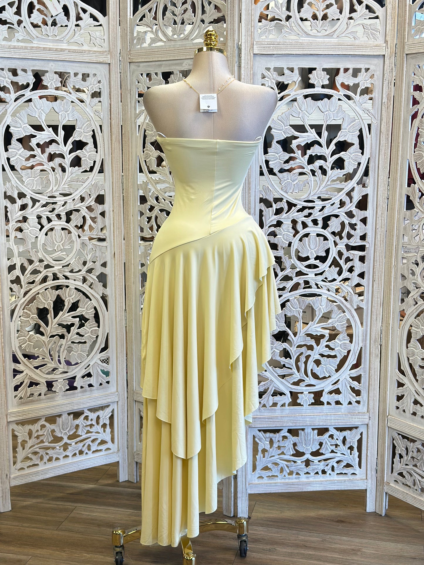 Strapless Butter Asymmetrical Dress-Stretchy,Estira