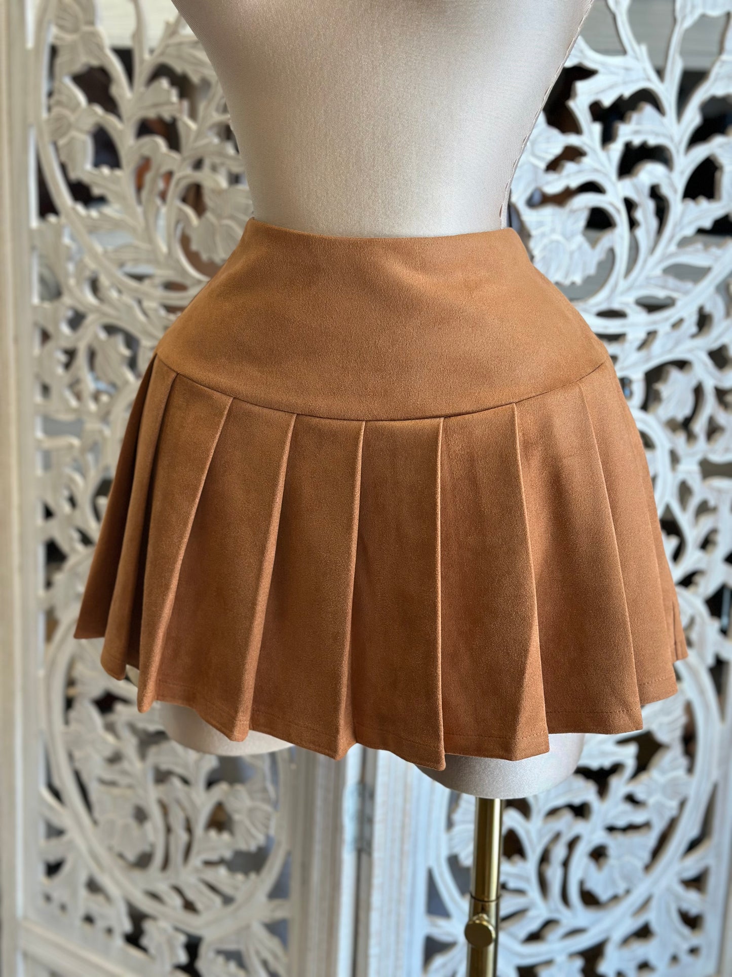 Pleated Suede Mini Skirt- Stretchy , Estira