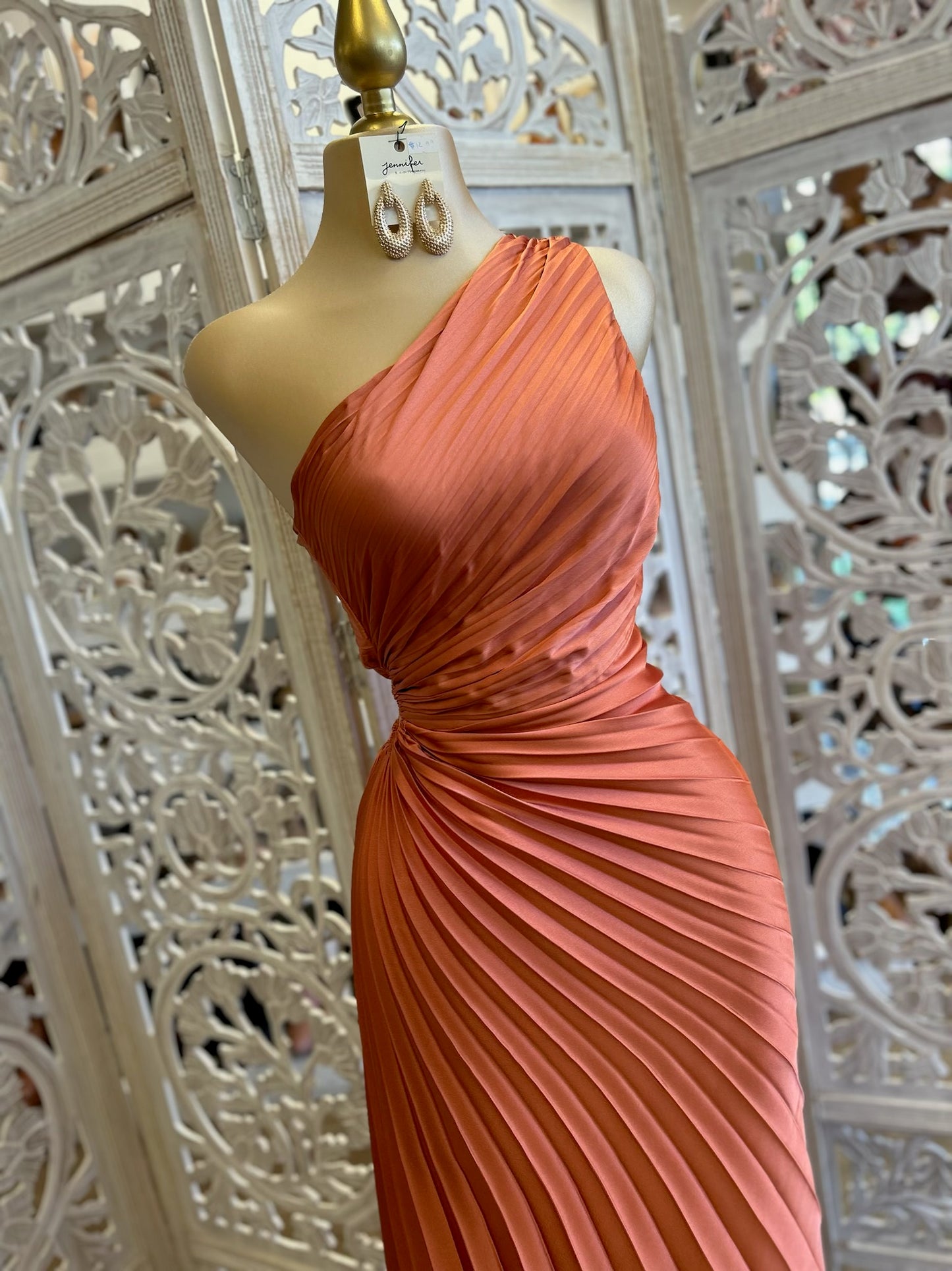Pleated Cutout Dress- Not Stretchy