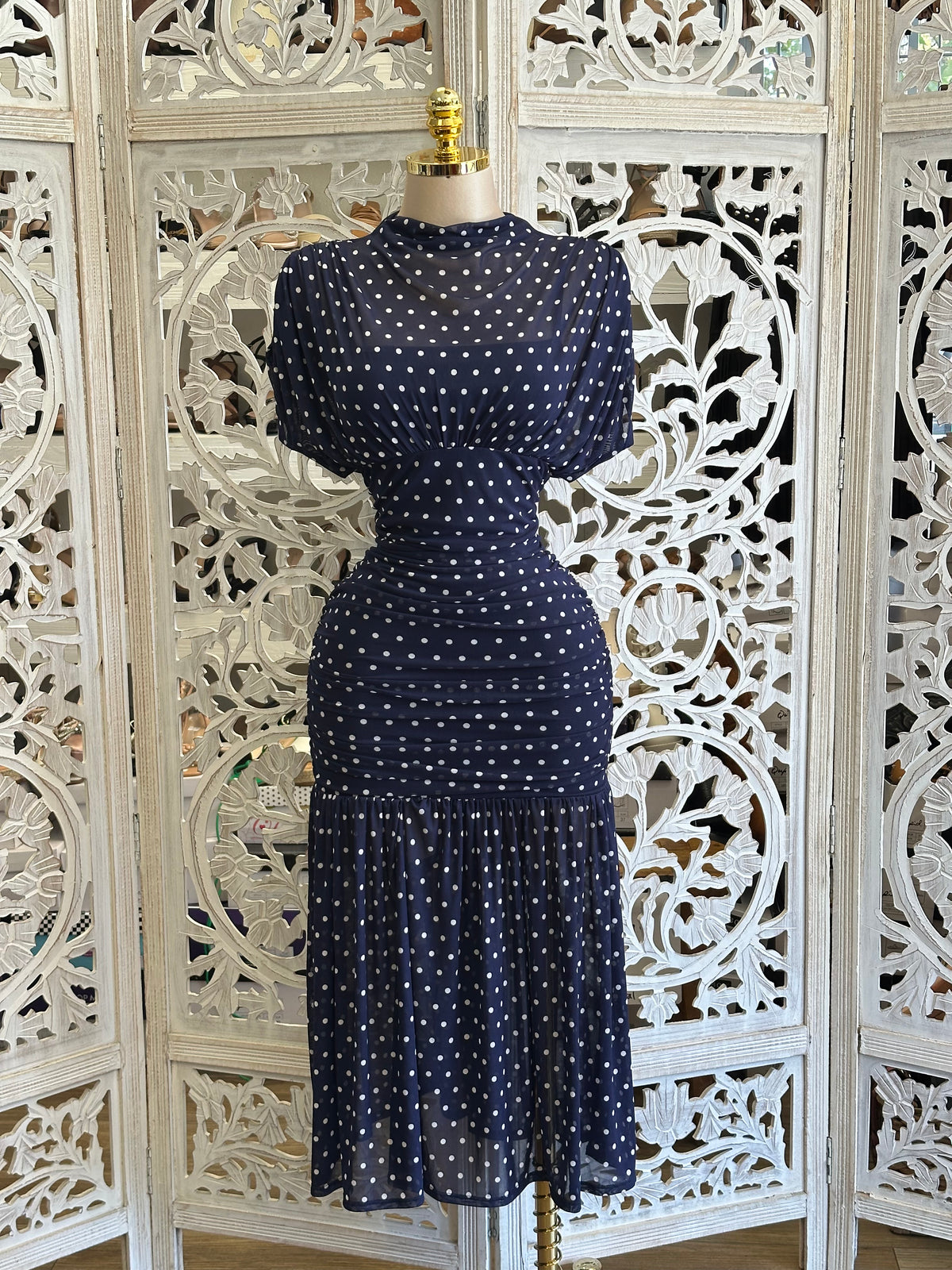Desert Sky Polka Dot Dress- Estira, Stretchy