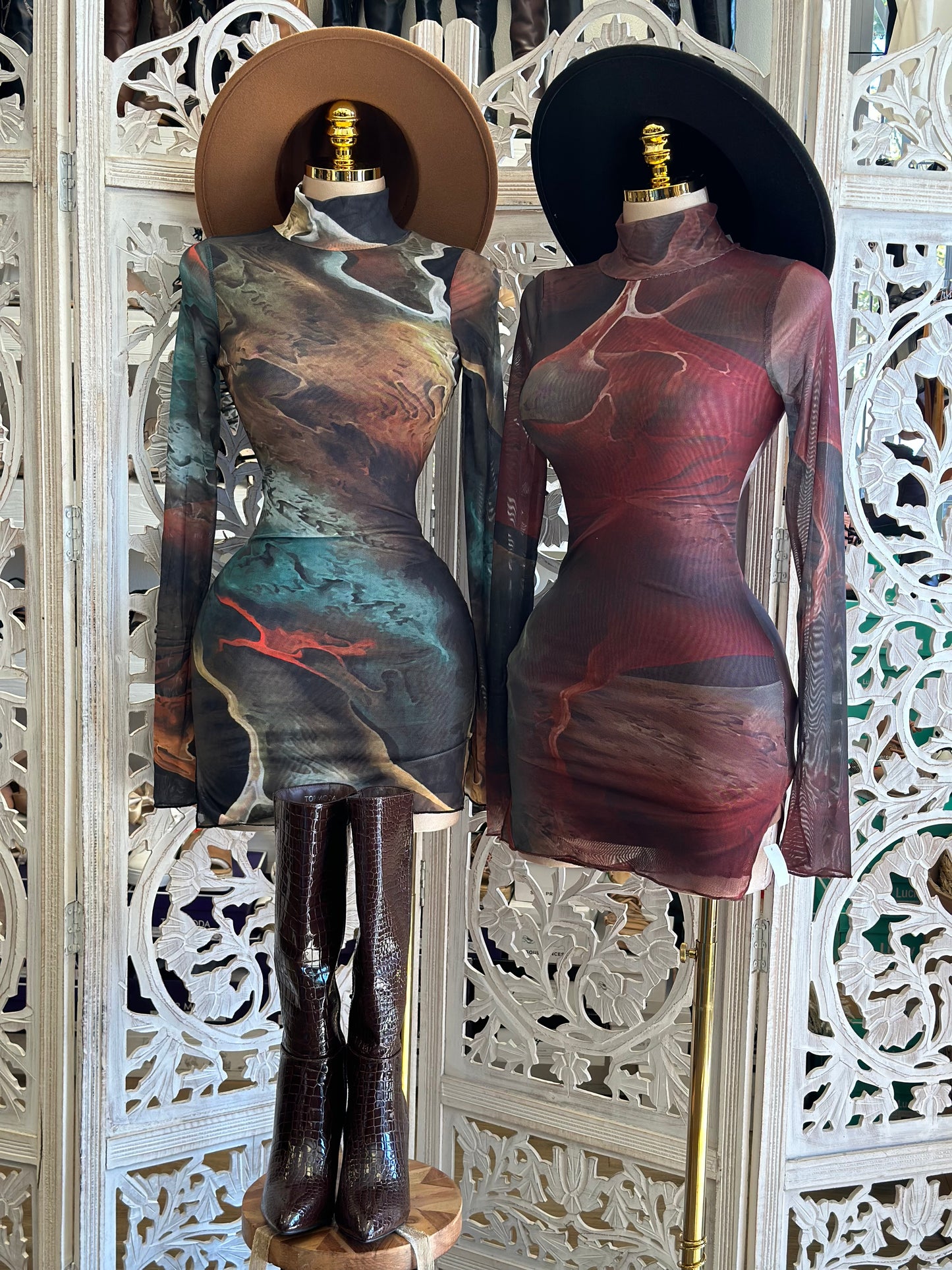 Marble Mesh Mini Dress- Stretchy,Estira
