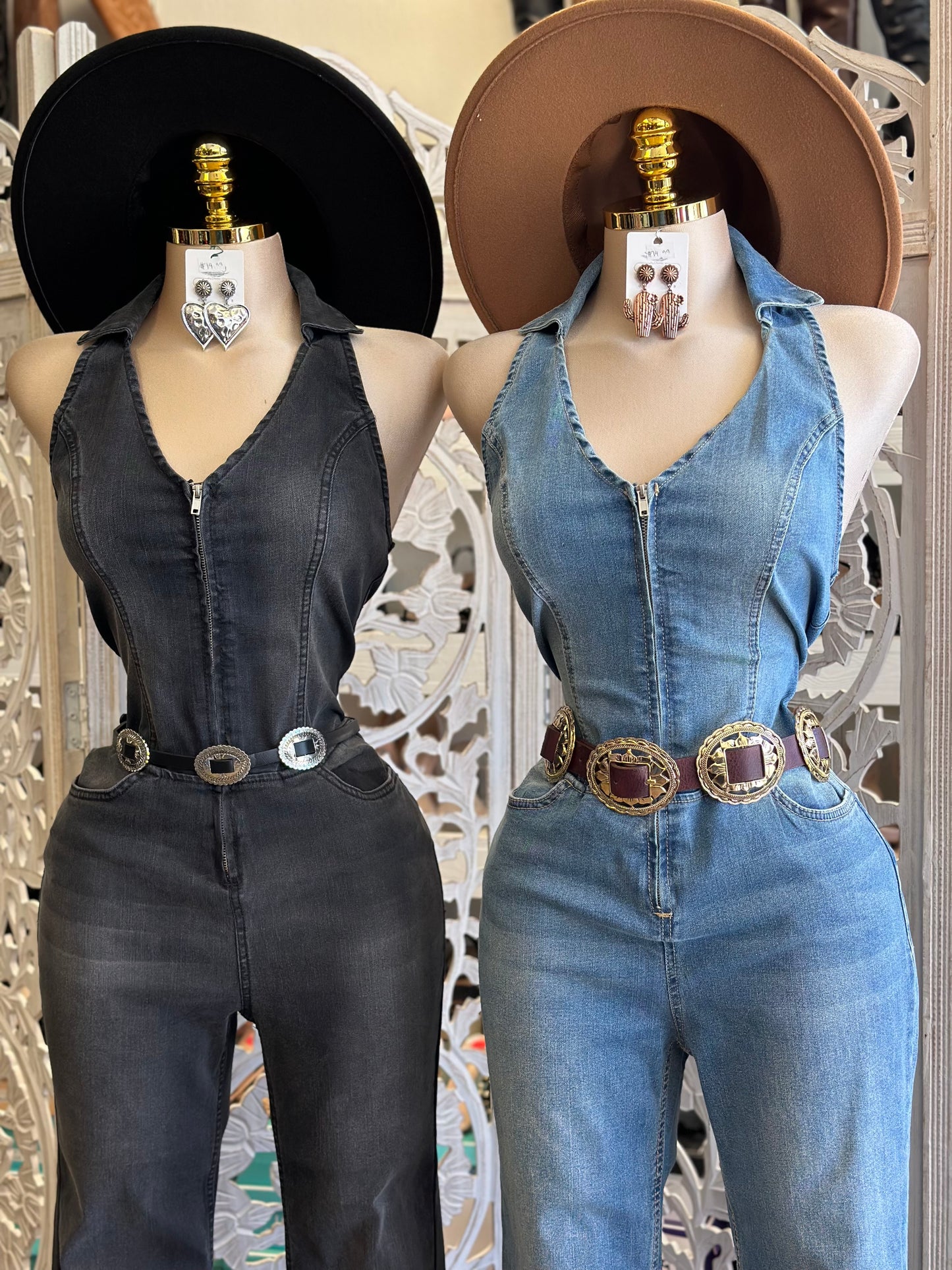 Collard Zip Up Jumpsuit-Estira, Stretchy