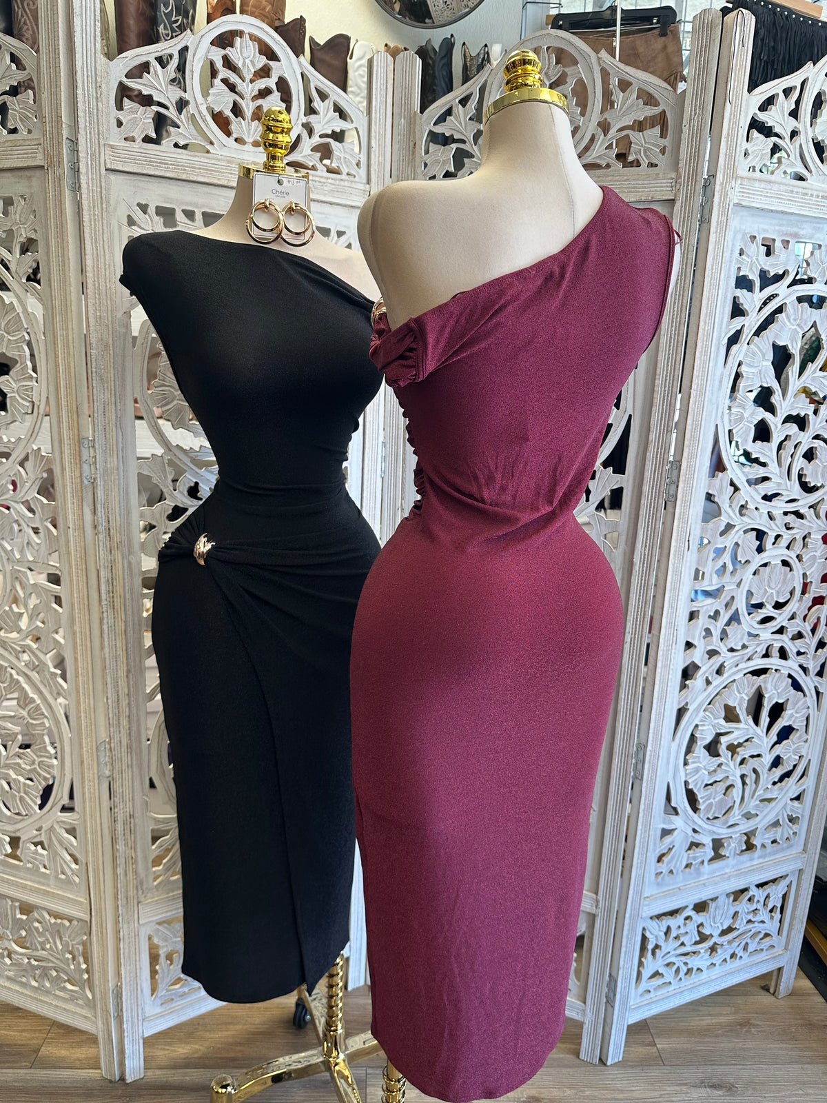 Cassia Clasp Midi Dress- Estira, Stretchy