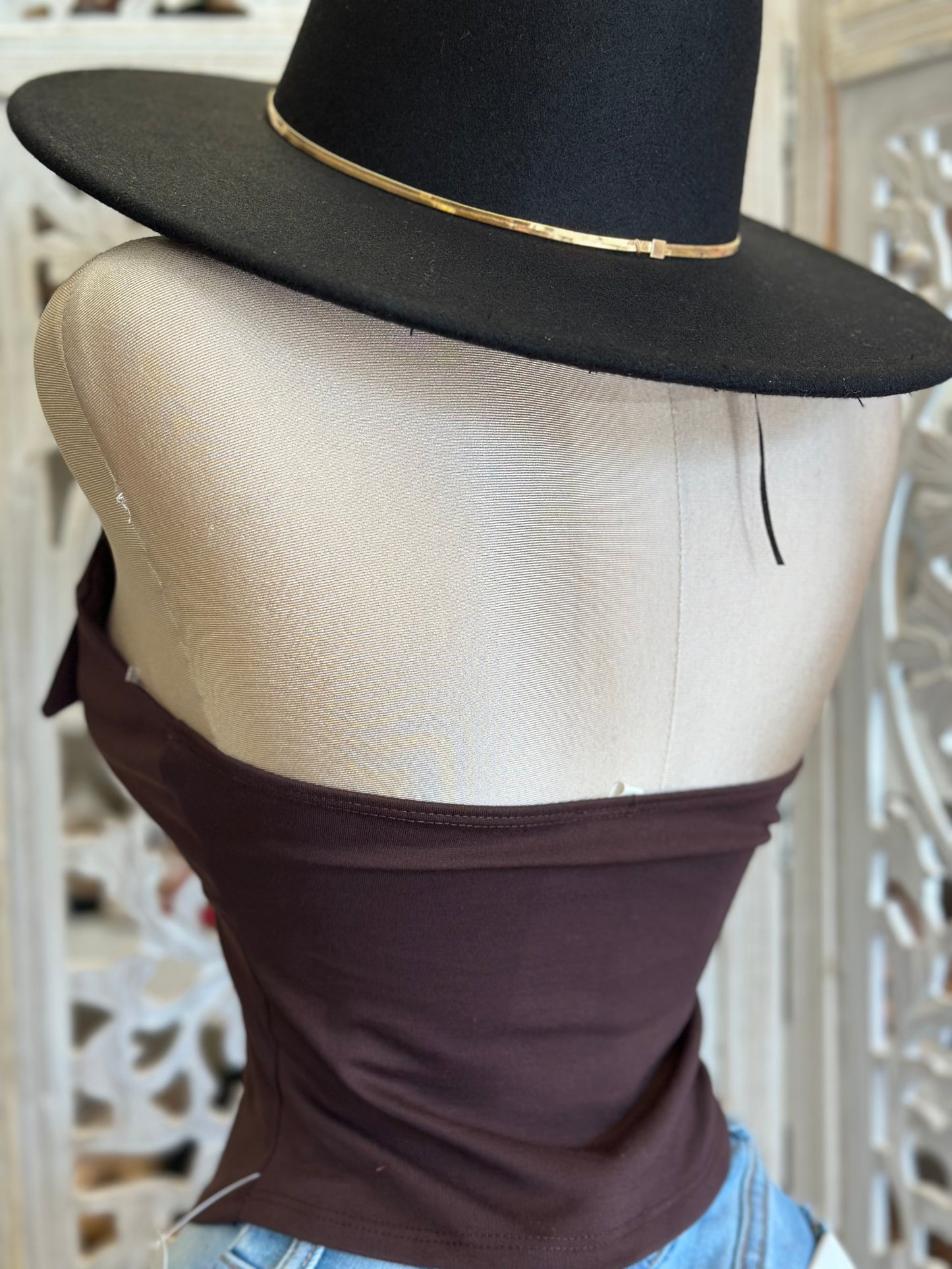 Buckle Open Back Top- Estira, Stretchy