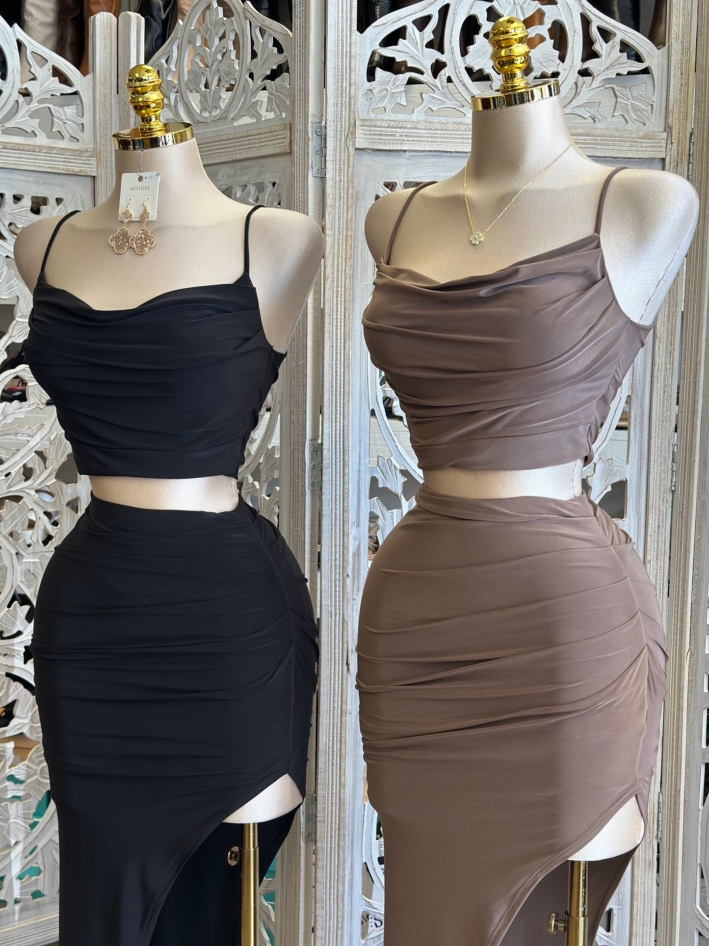 Oval Slit Skirt and Top Set- Stretchy,Estira