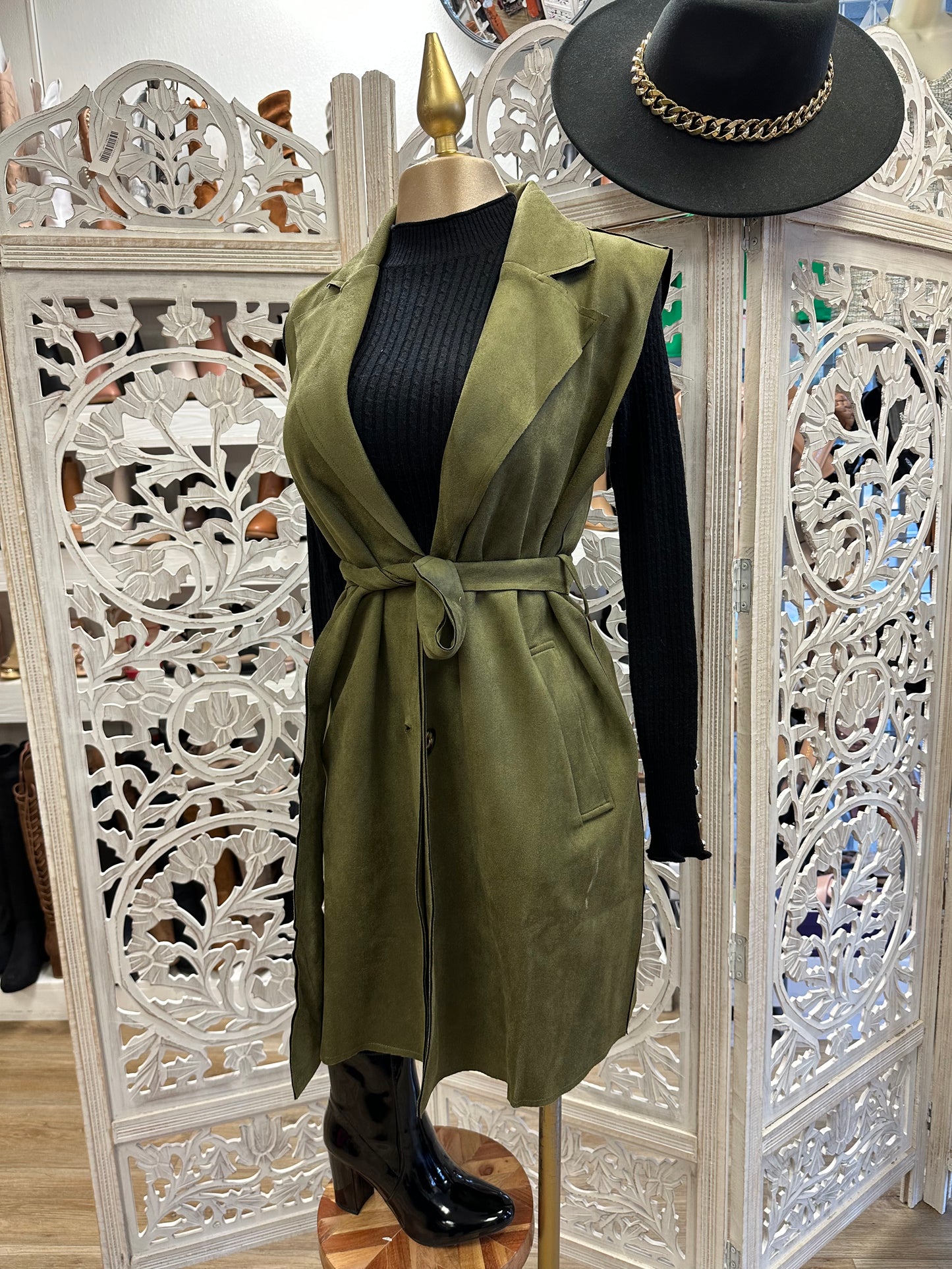 Suede Olive Green Vest
