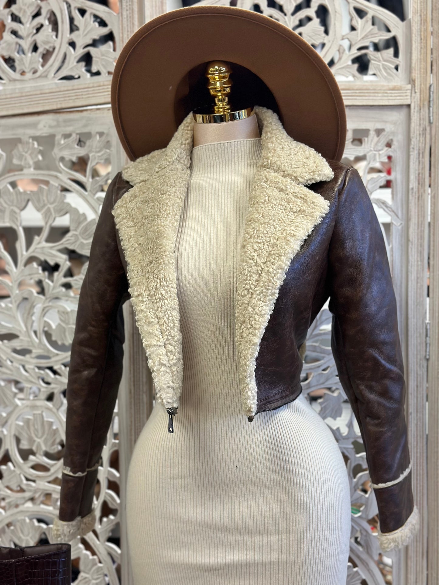 2 in 1 Sherpa Lined Faux Leather Coat