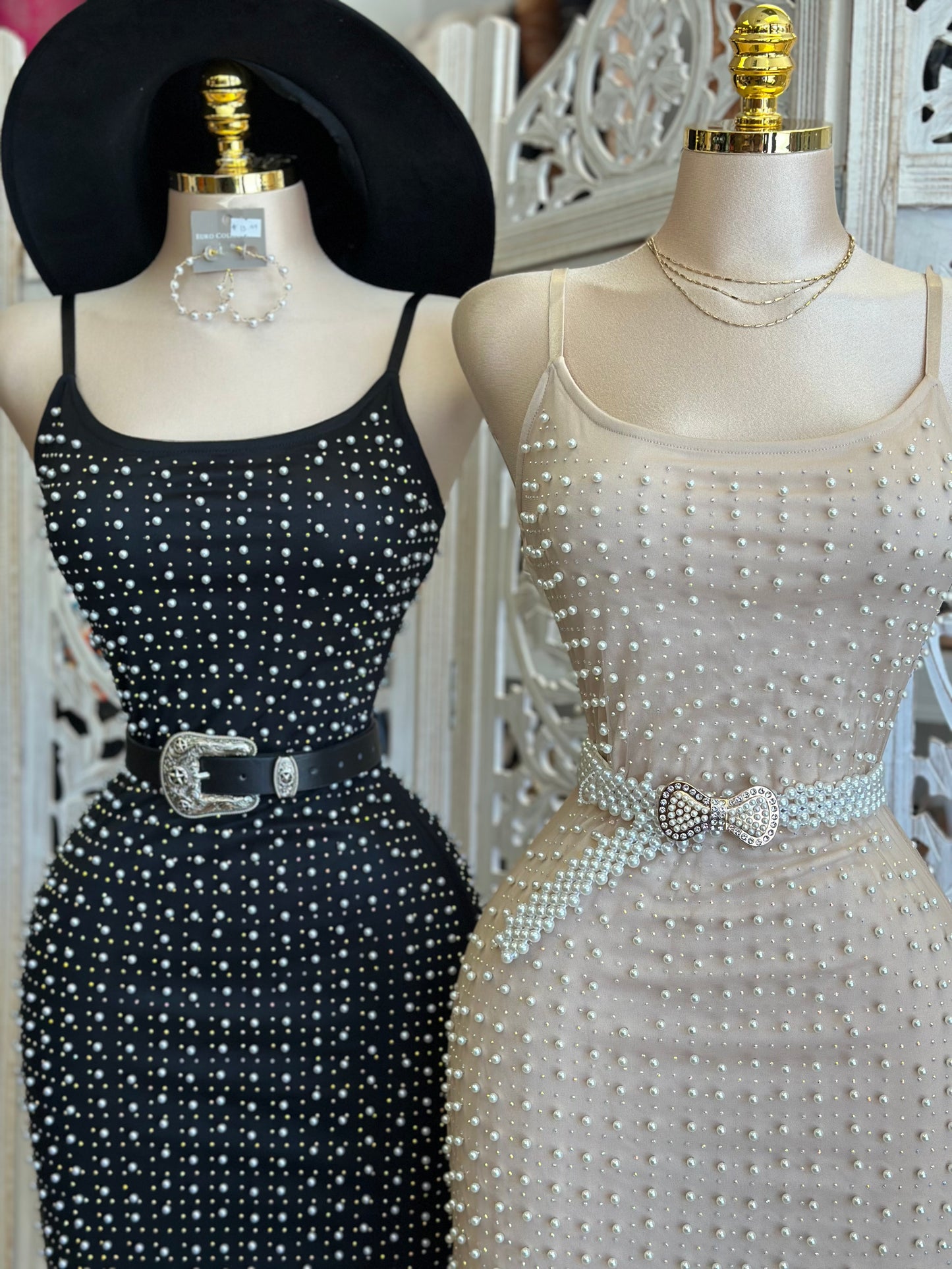 Mesh Pearl Cami Dress - Estira, Stretchy