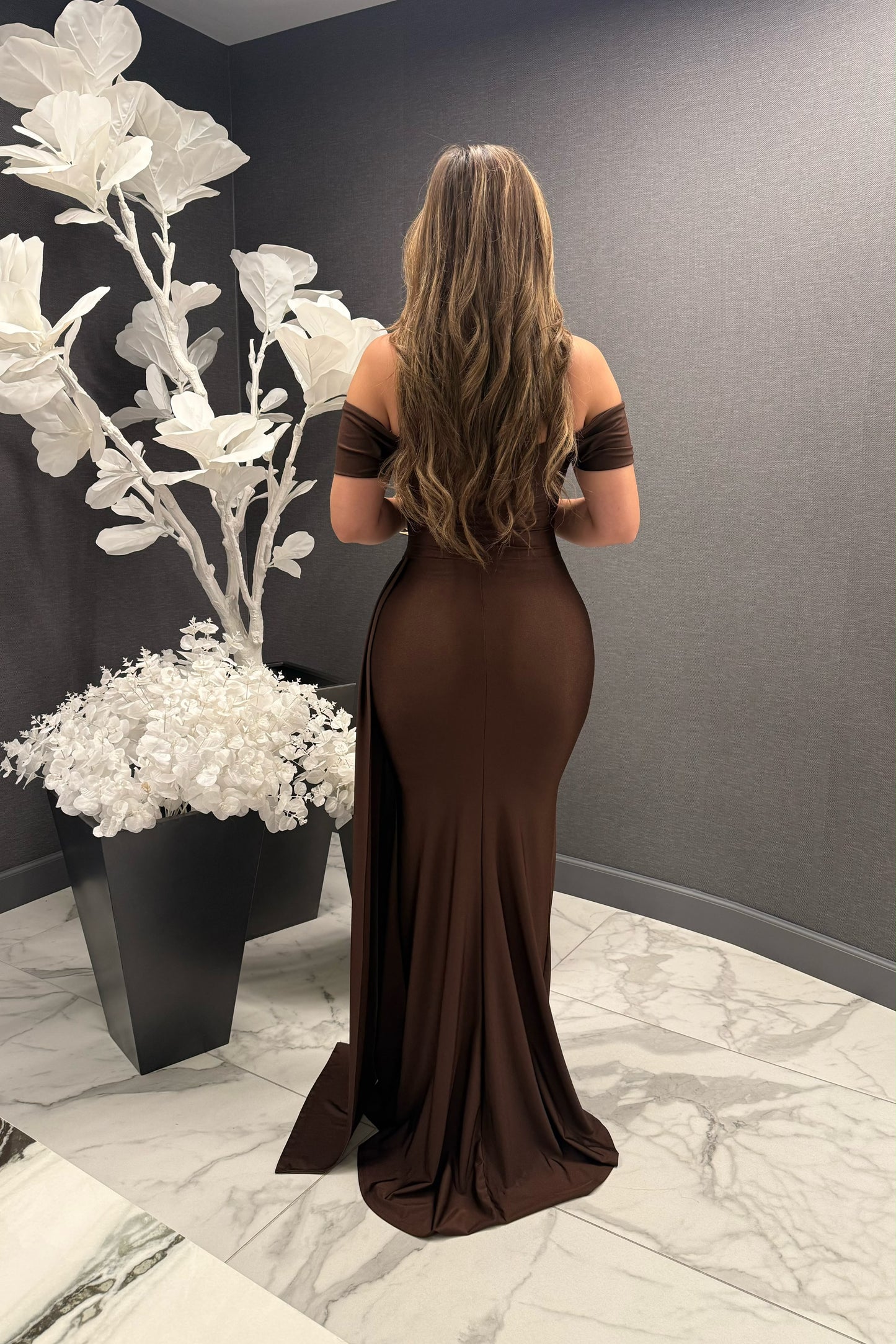 Amara Draped Sweetheart Maxi Gown -Estira Stretchy
