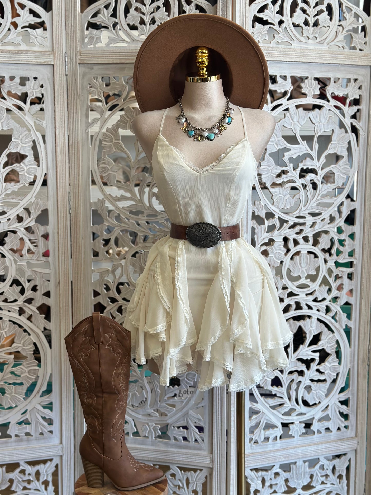 Ruffled Puffy Mini Dress- Not Stretchy, No Estira