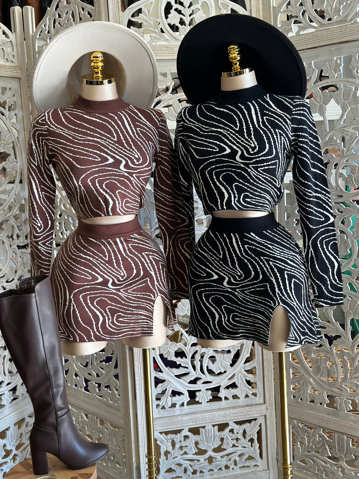 Swirl Print Sweater Set - Stretchy, Estira