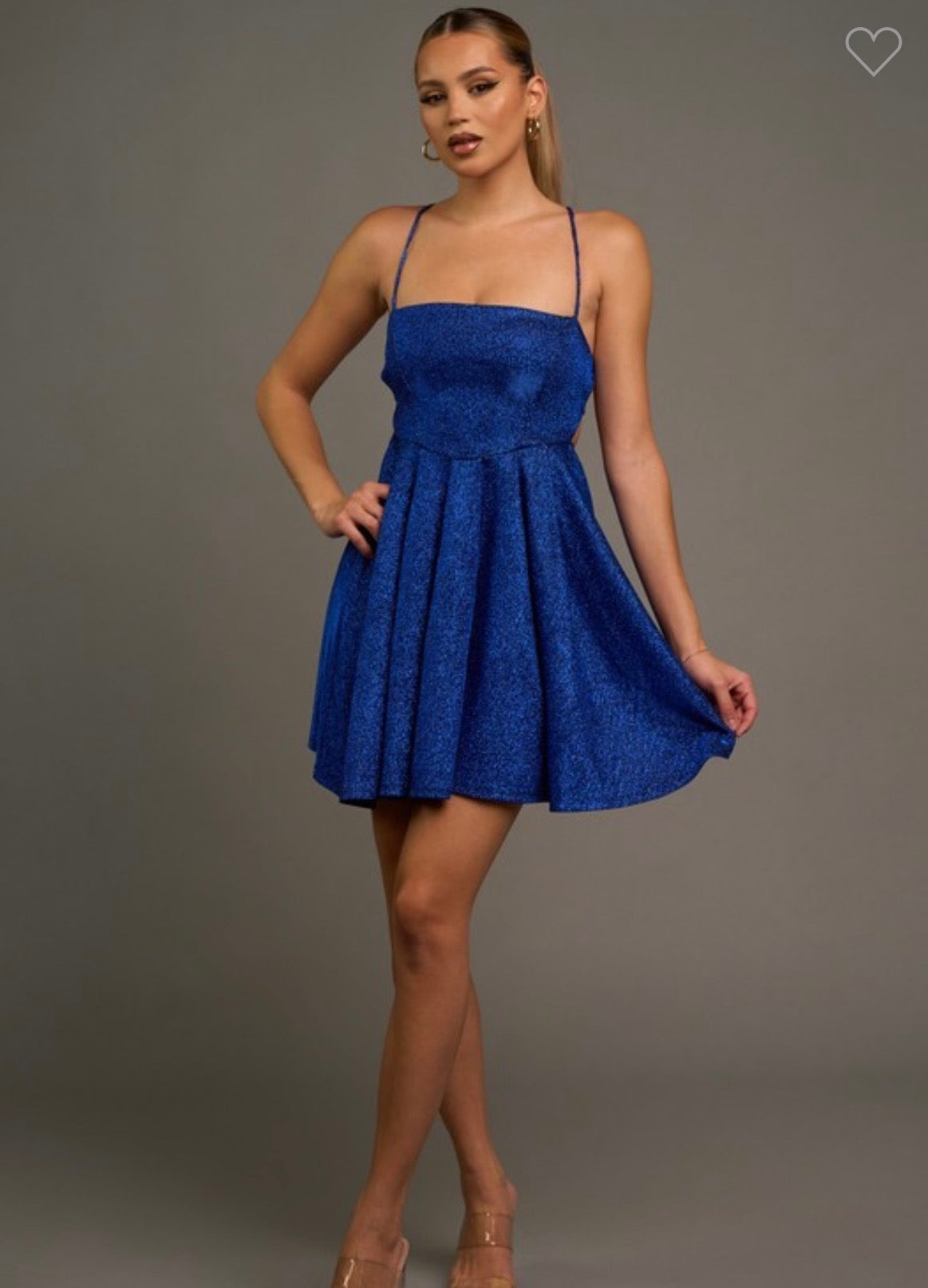 Cross Back Flowy Glitter Dress- Stretchy, Estira