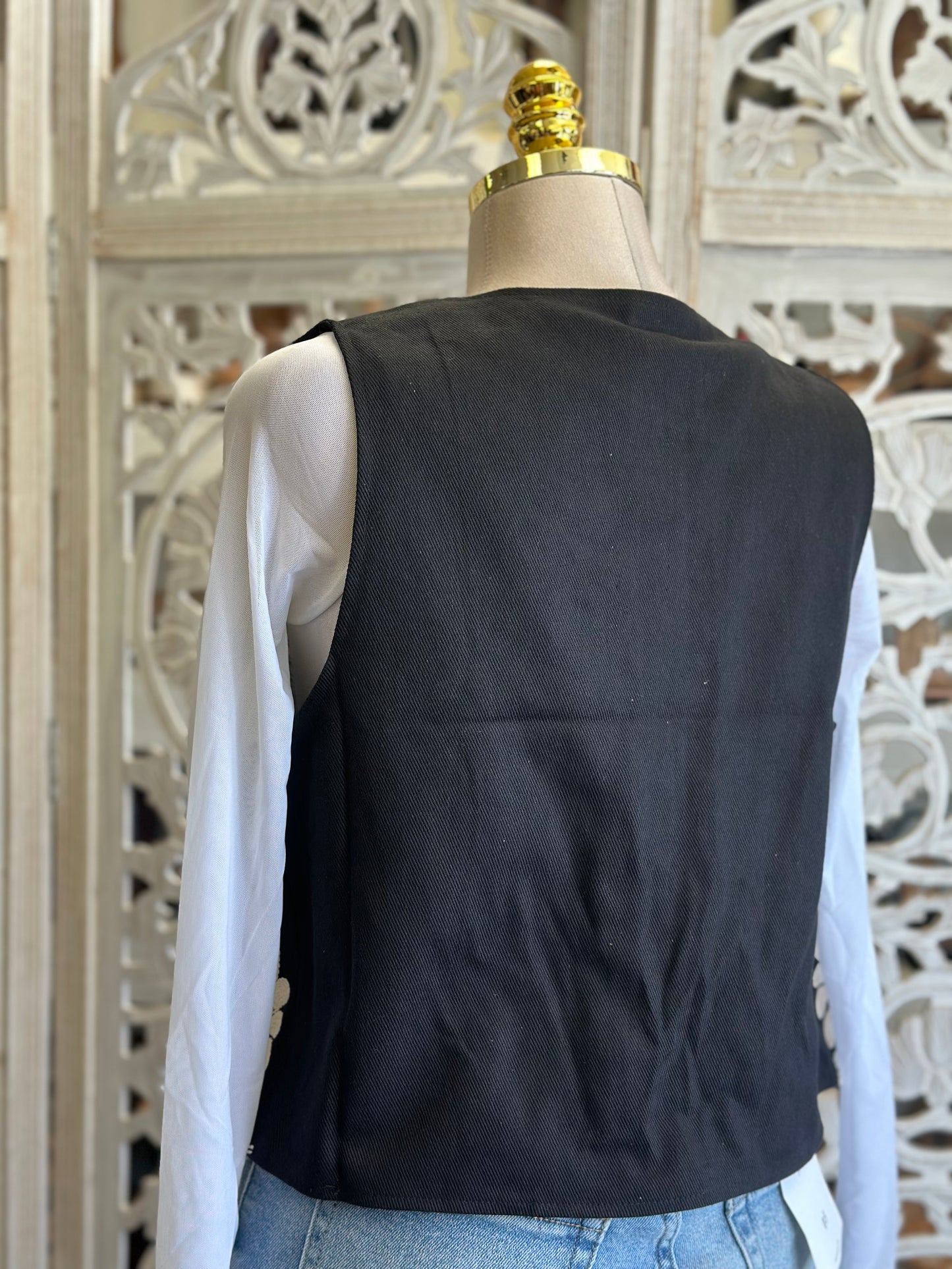 Black Mini Embroidered Vest