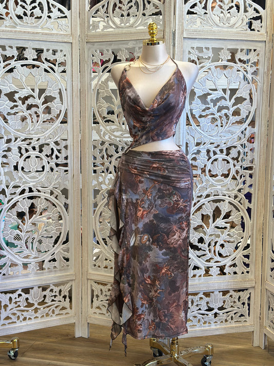 Angel Pattern Cutout Midi Dress-Estira, Stretchy