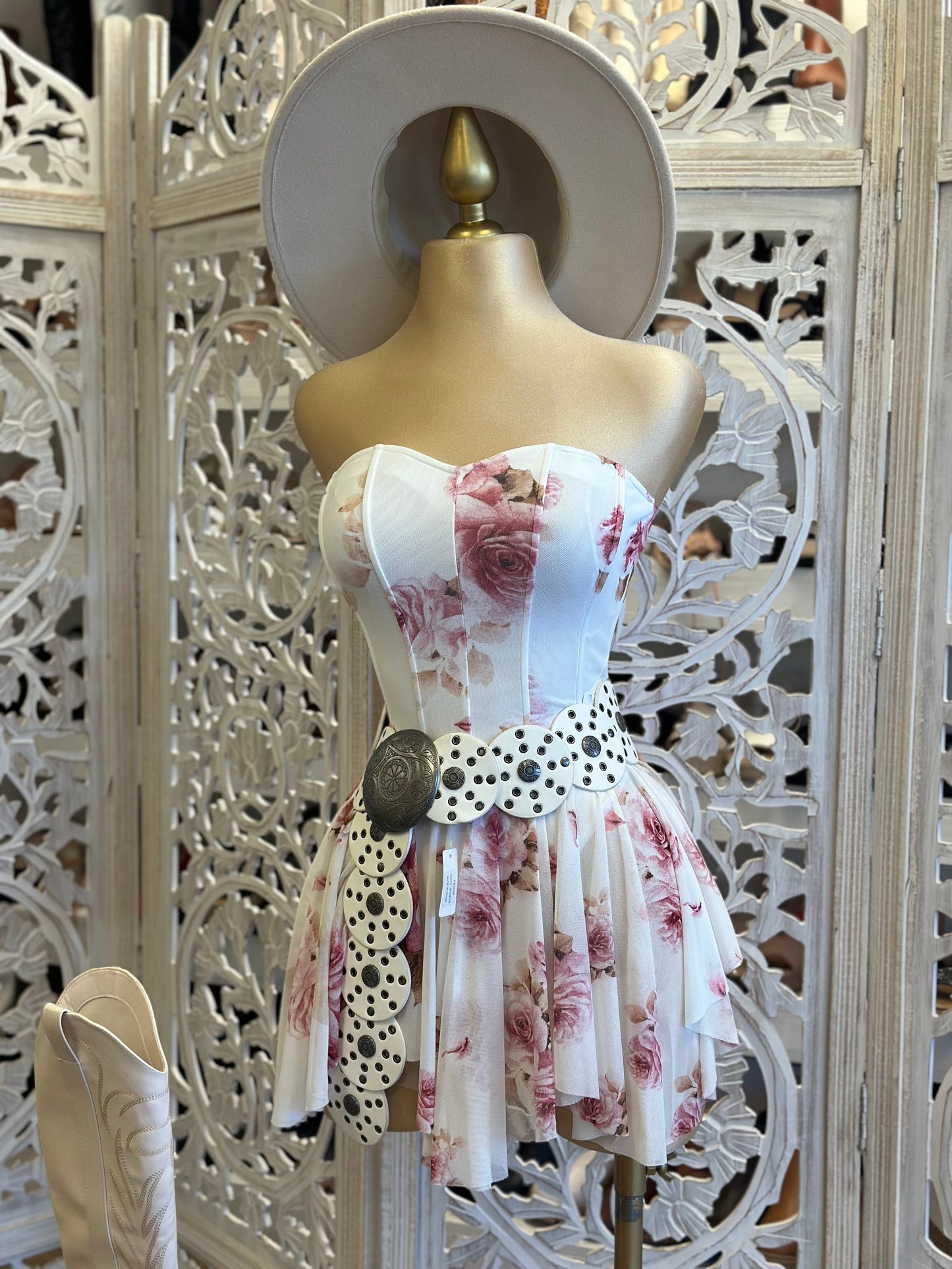Strapless Corset Flor Mini Dress - Estira, Stretchy