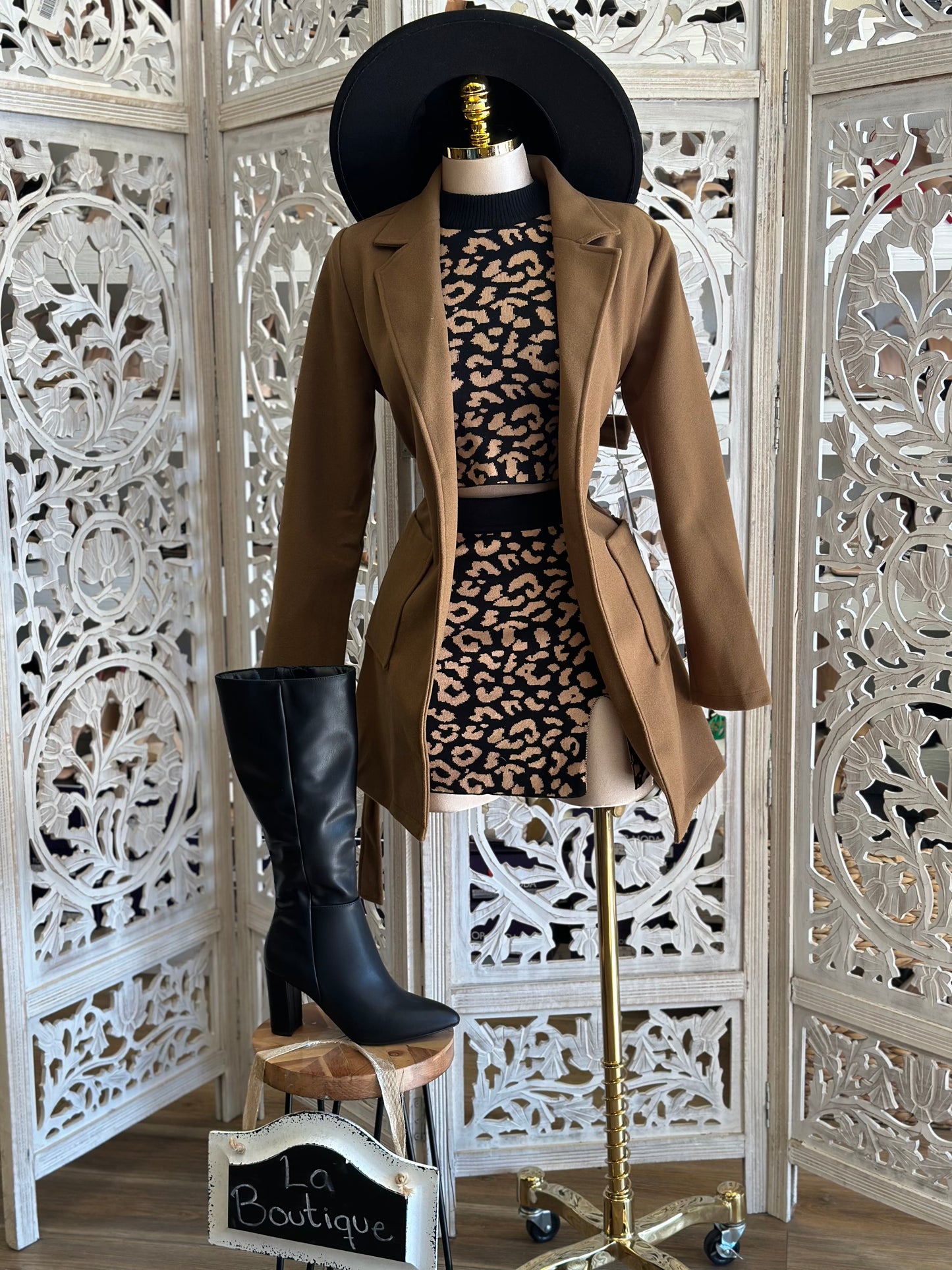 Leopard Print Sweater Set - Stretchy, Estira