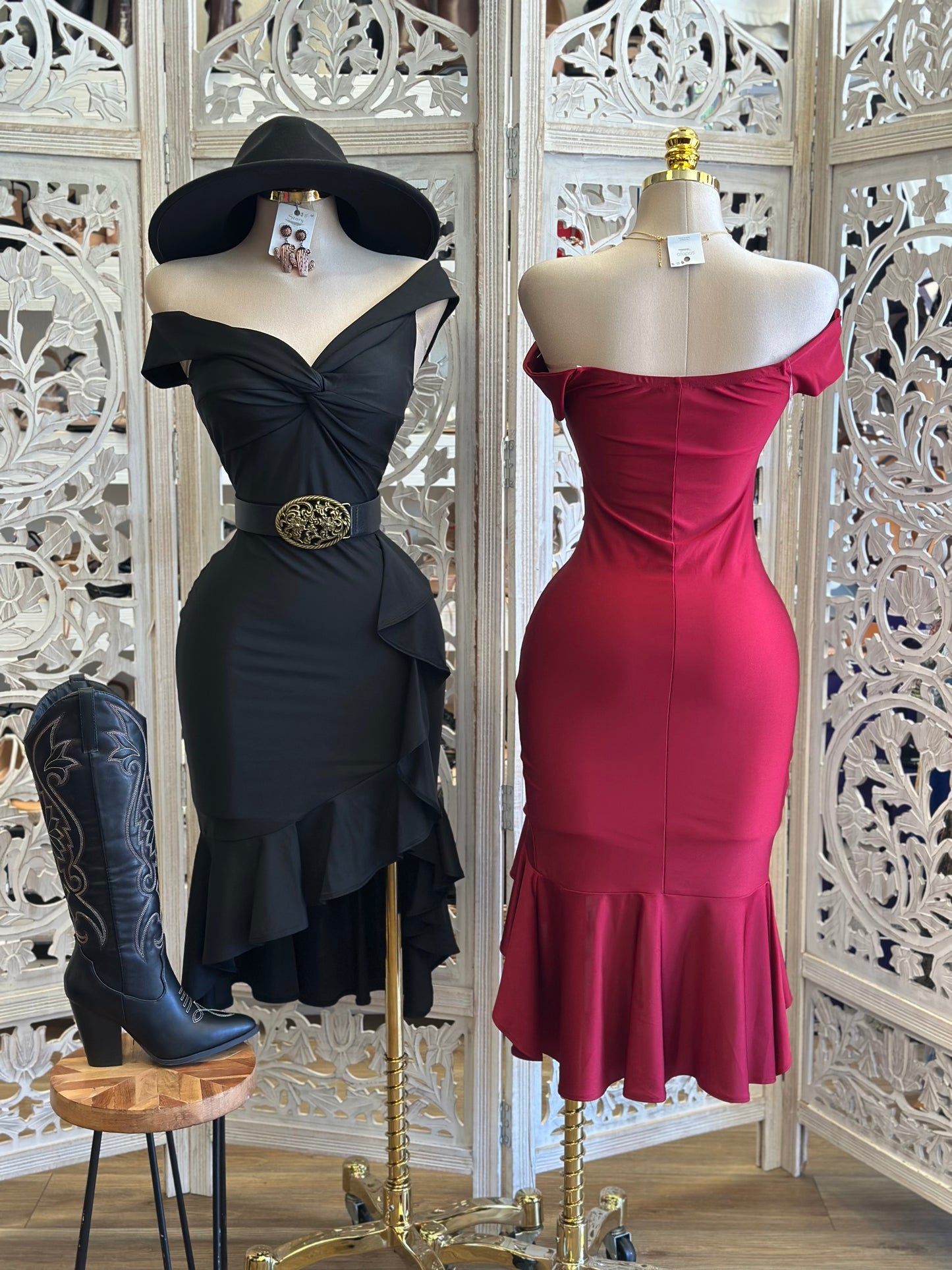 Heart Line Knotted Ruffled Dress- Stretchy