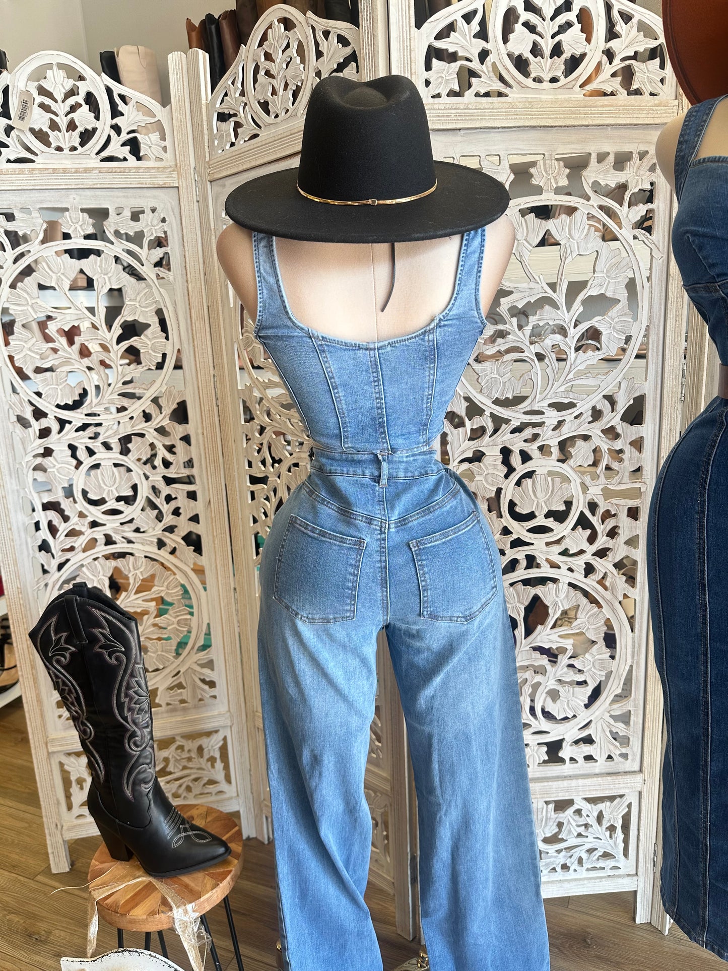 Denim Vest and Bell Bottom Set - Stretchy, Estira