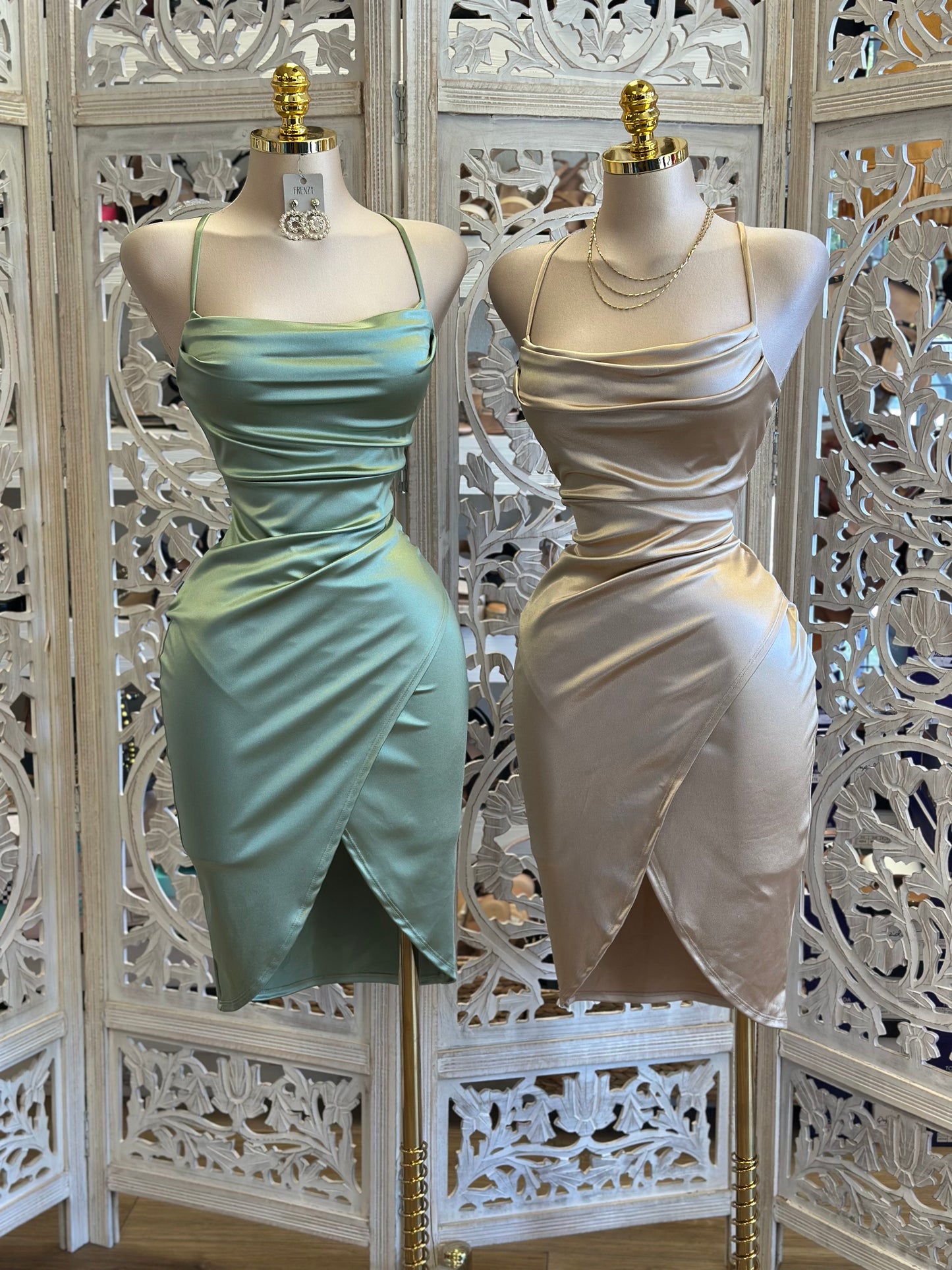 Mermaid Satin Wrapped Dress - Estira, Stretchy