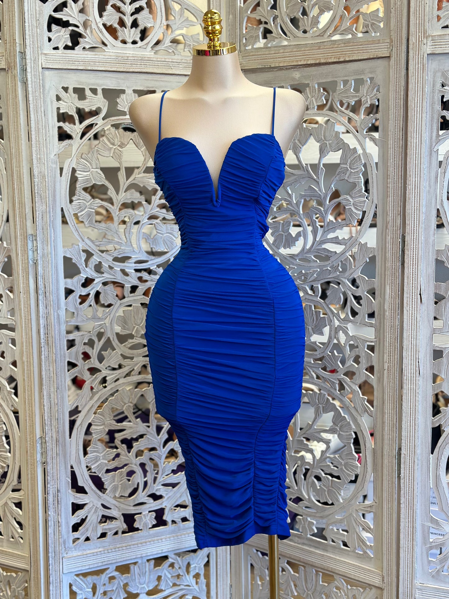 Royal Blue Cami Midi Dress- Stretchy, Estira