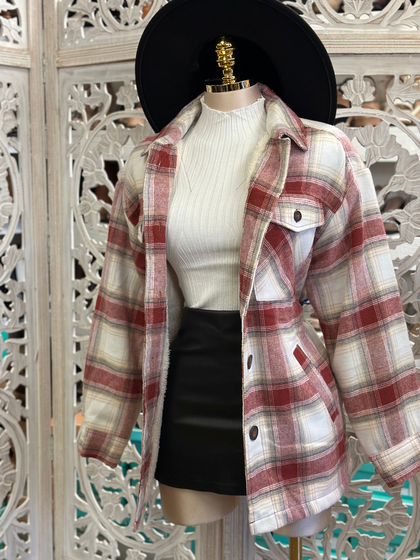 Red Flannel Sherpa Jacket