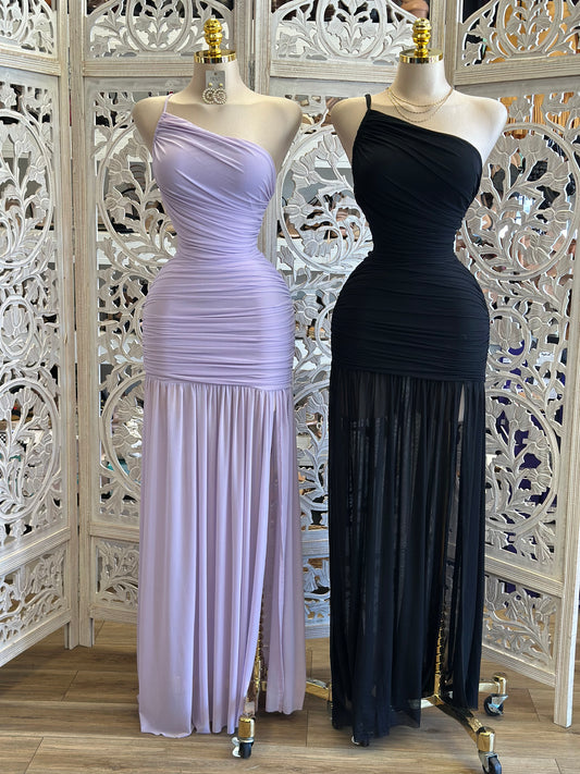 Nora One Sleeve Wrapped Maxi Dress-Estira, Stretchy