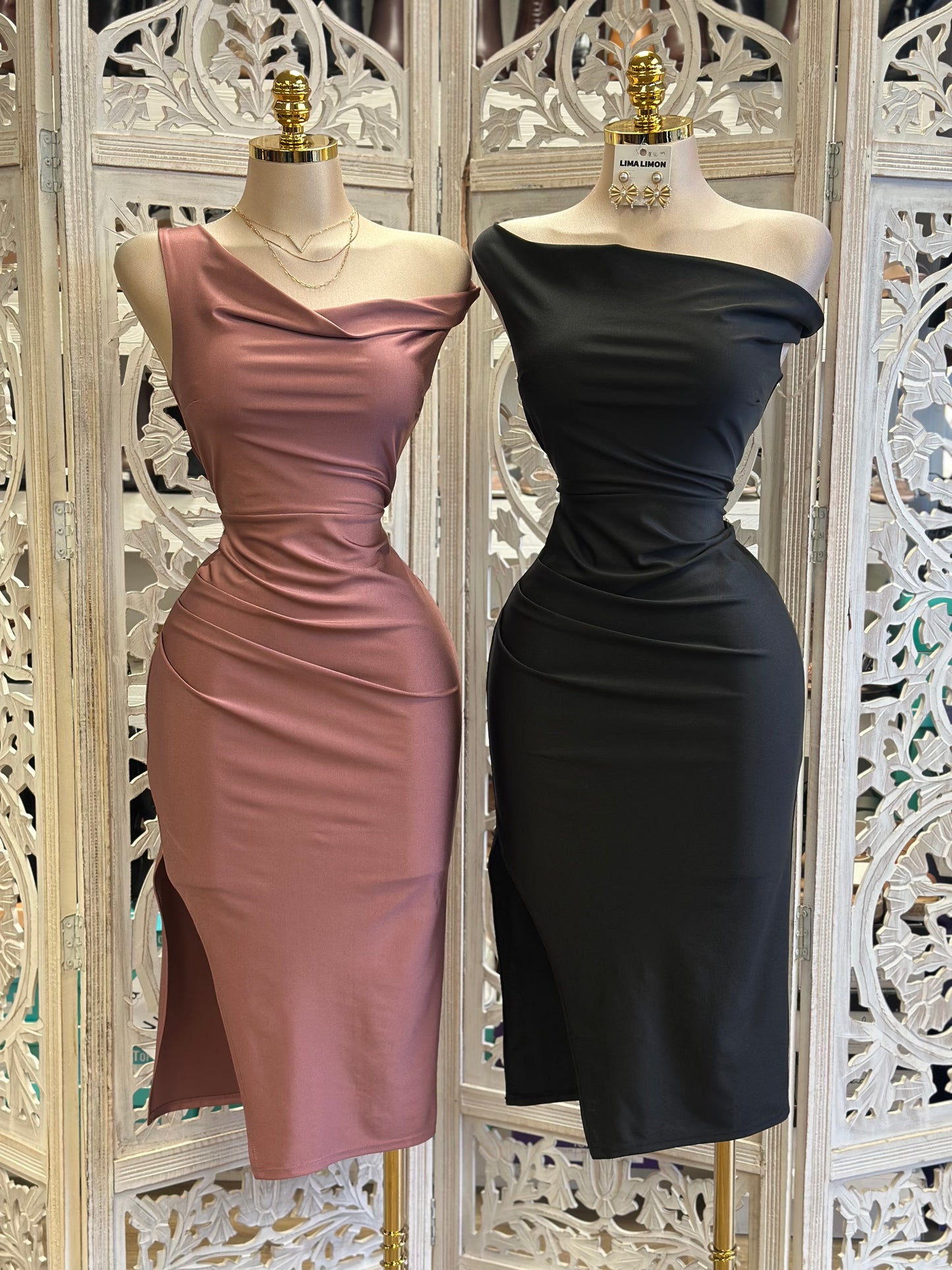 Asymmetrical One Shoulder Dress- Stretchy,Estira