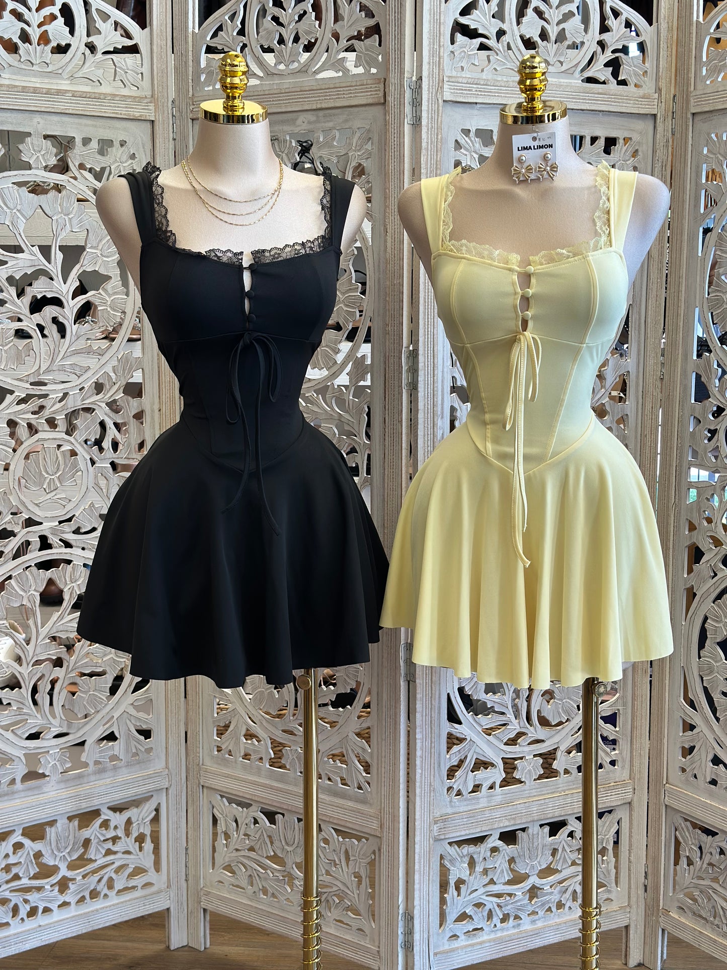 Milkmaid Lace Mini Dress-Estira , Stretchy