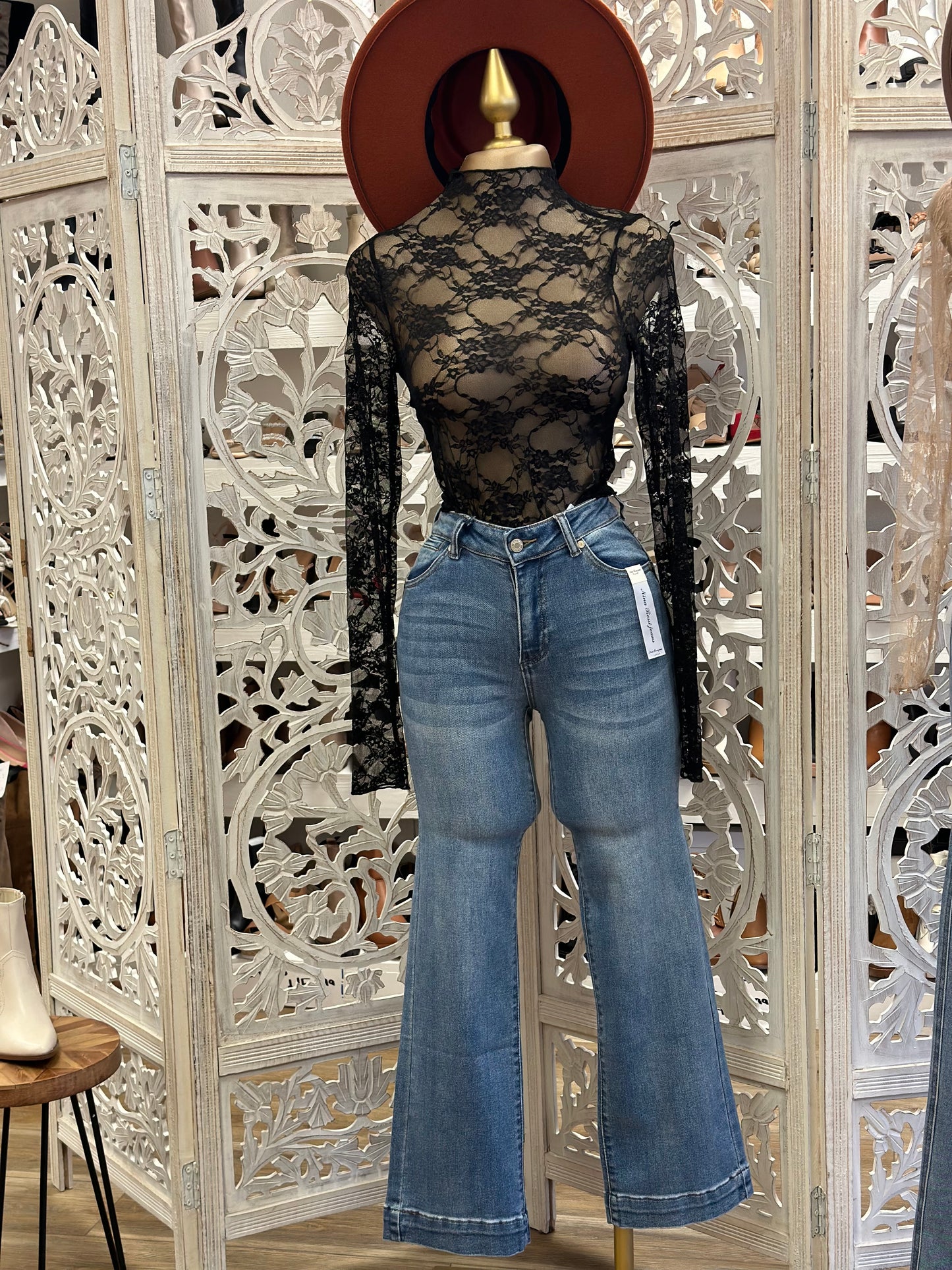 Medium Wash High Rise Wide Leg Jeans- Stretchy