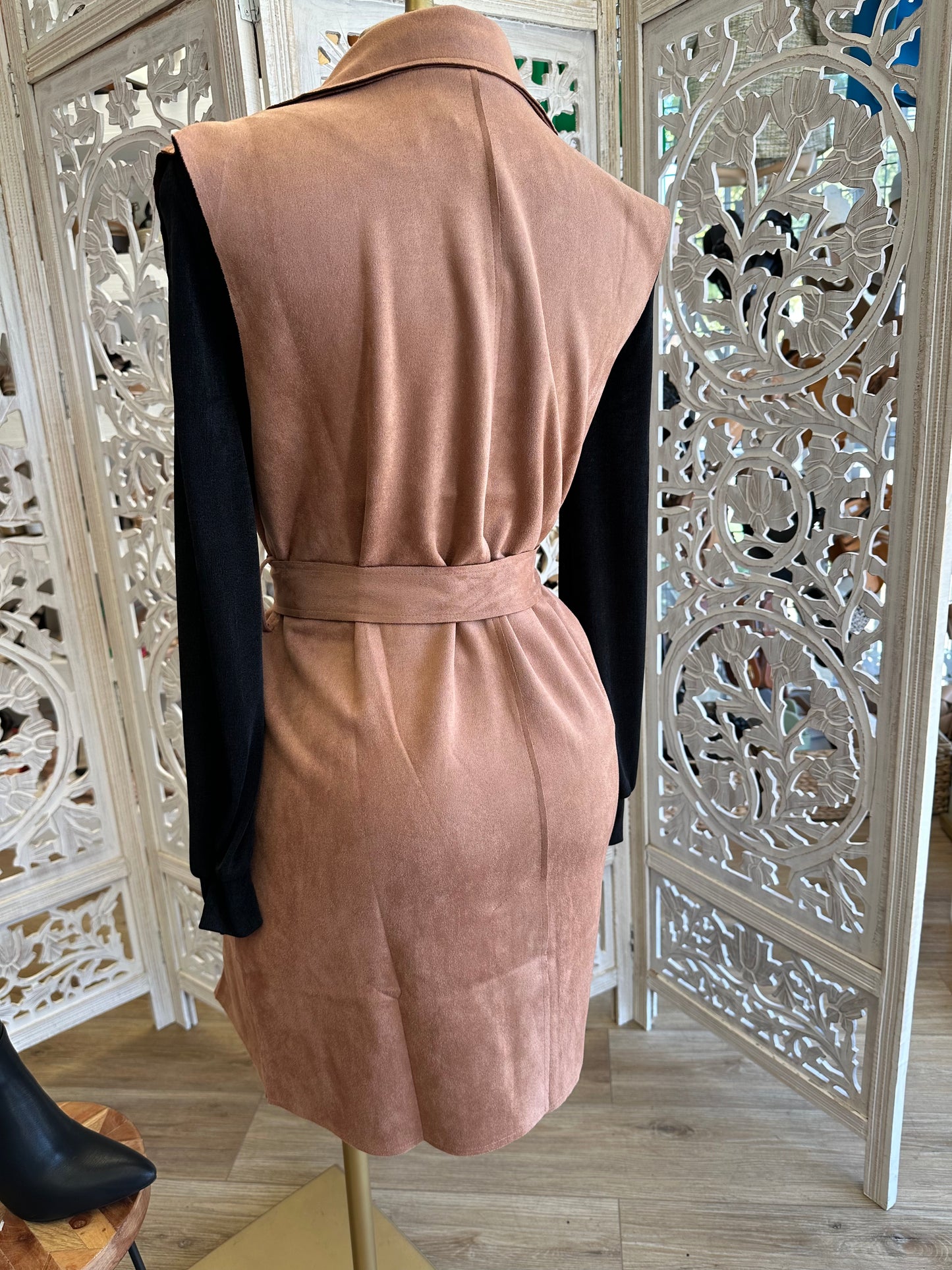 Khaki Suede Long Vest