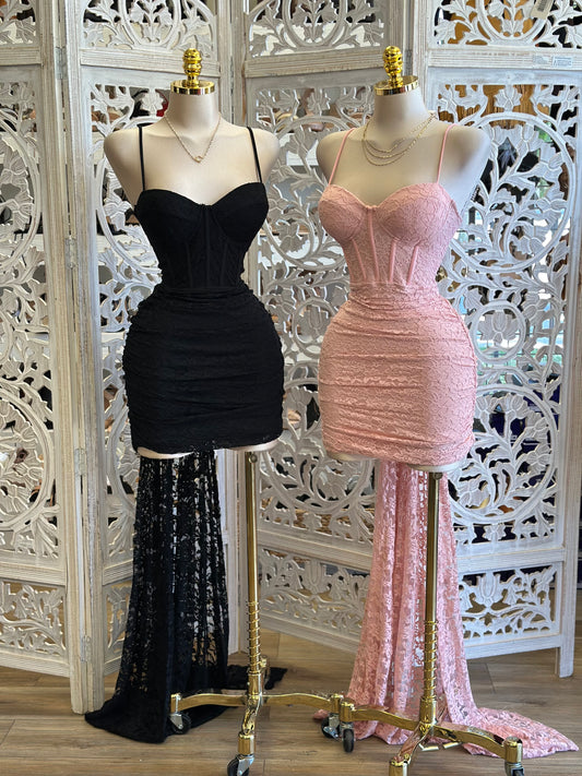 Corset Lace Tailed Dress- Slightly Stretchy, Estira Poco