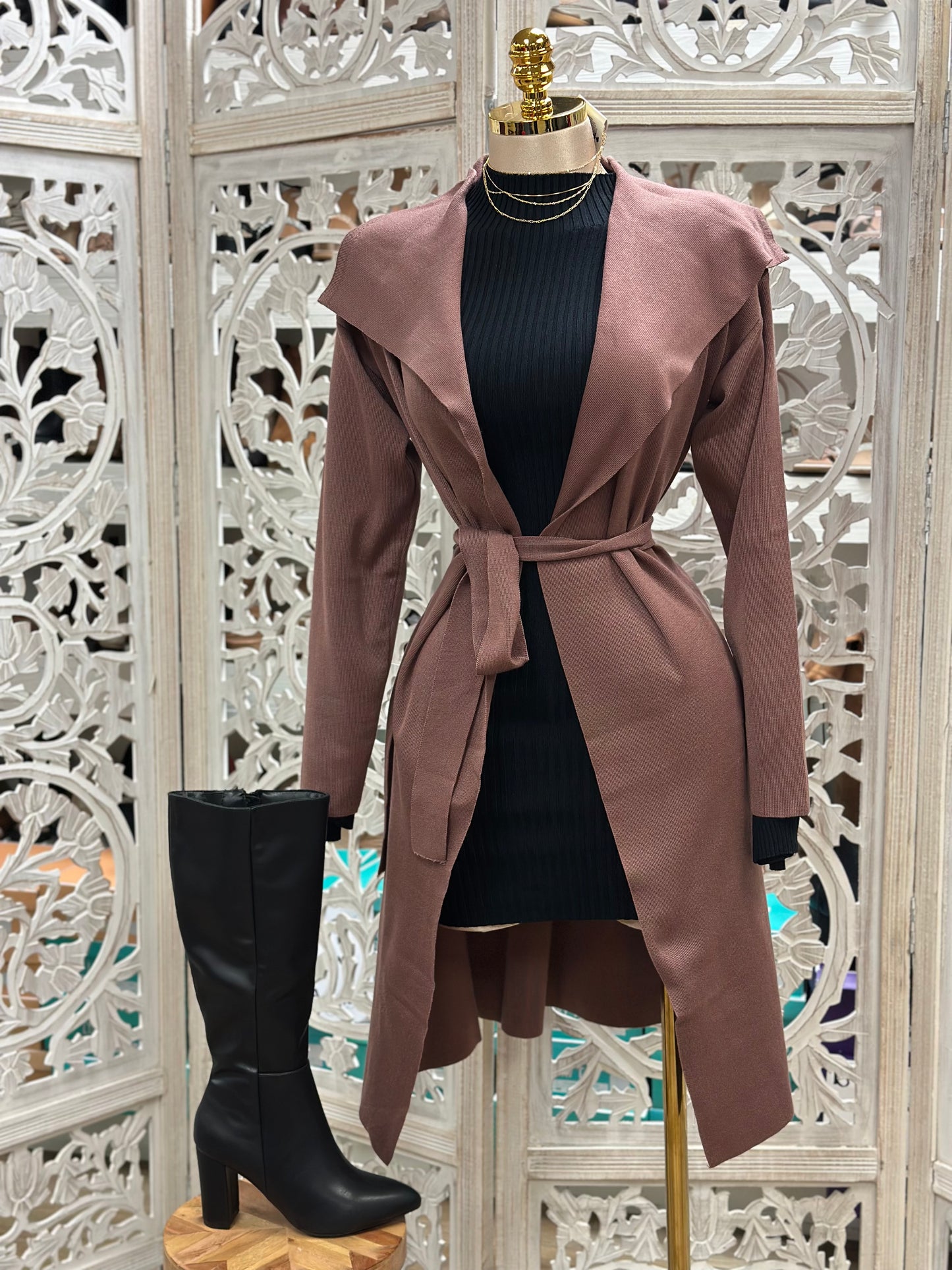 Long Knit Blazer Coat- Stretchy, Estira mucho