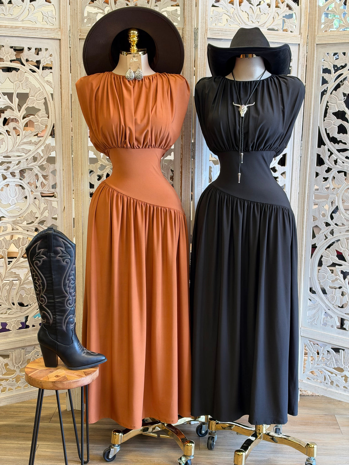 Maison Contour Maxi Dress- Estira , Stretchy