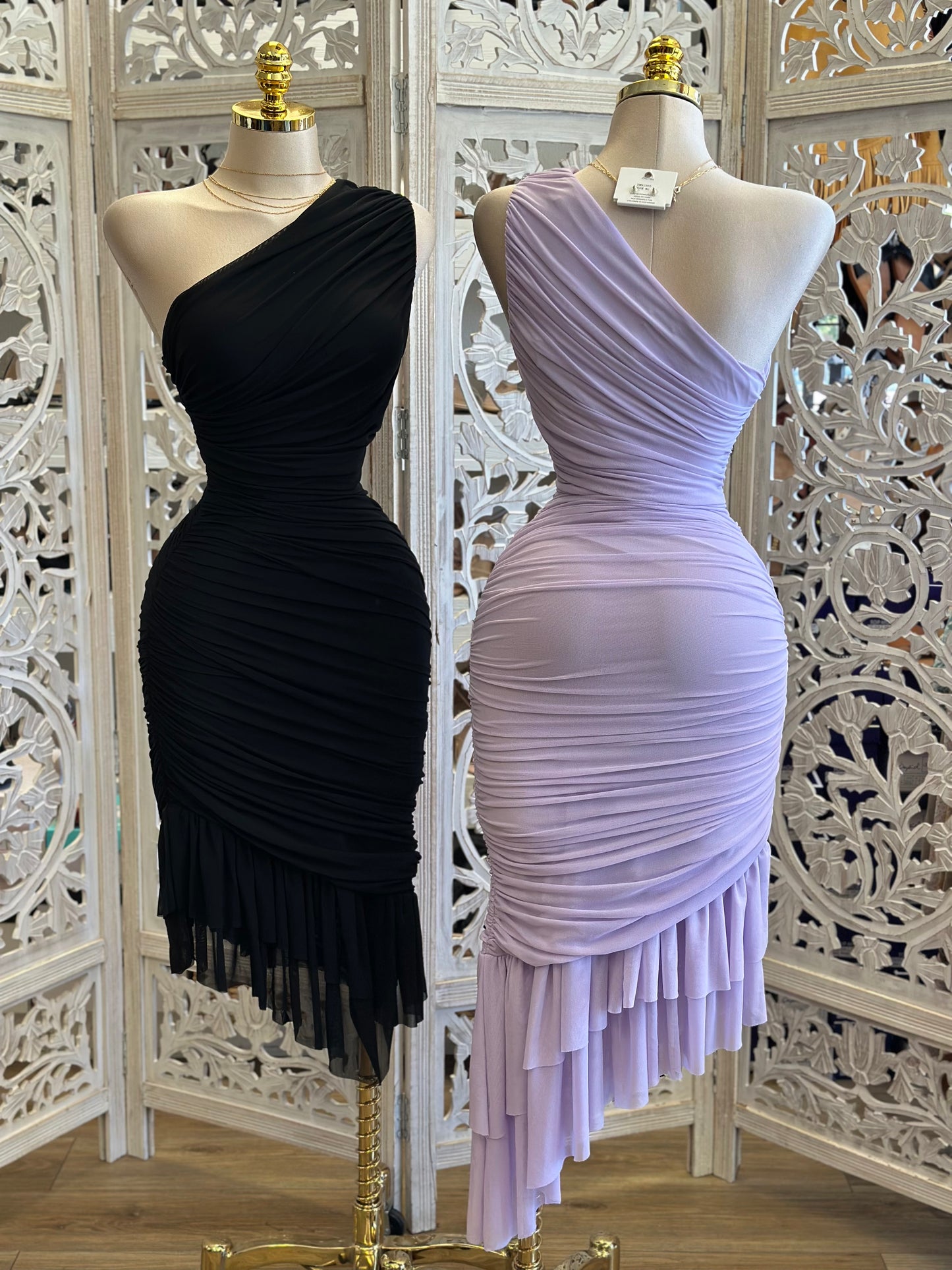 Mermaid Wrapped Ruffle Dress - Estira, Stretchy
