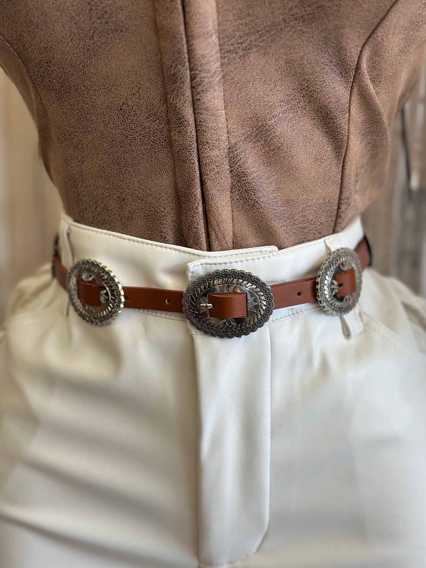 Thin Brown Circular Brass Belt