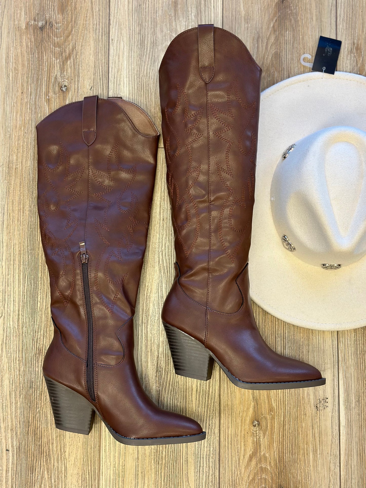 Chocolate Brown Western Embroidered Boots