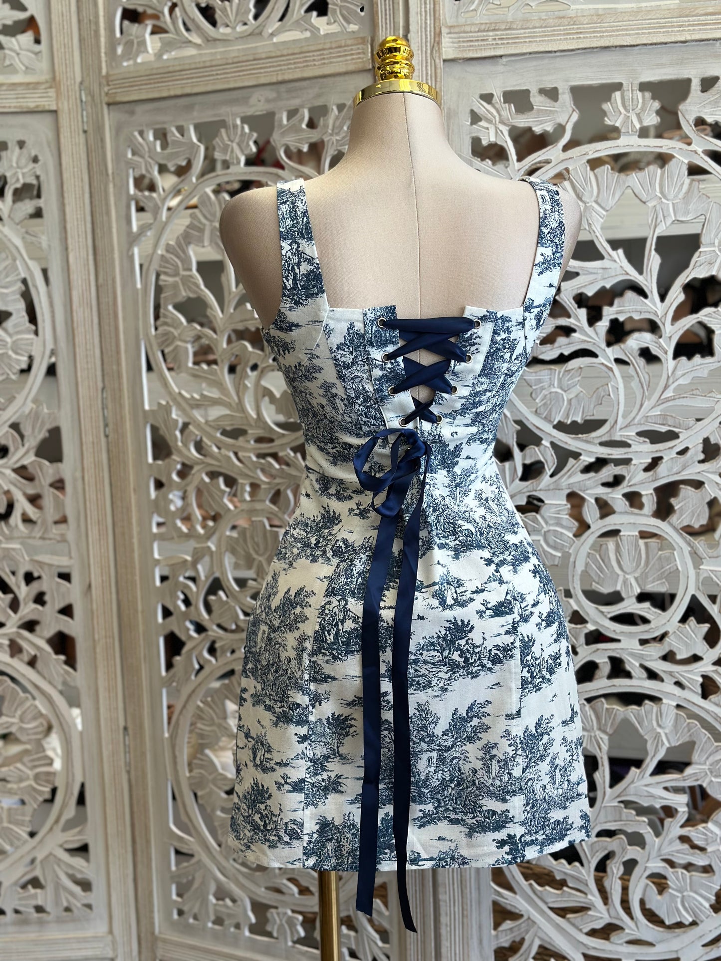 Corset Pattern Mini Dress-No Estira, Not Stretchy