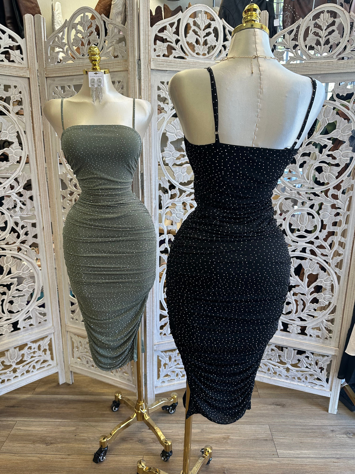 Stardust Mesh Ruched Midi Dress- Stretchy,Estira