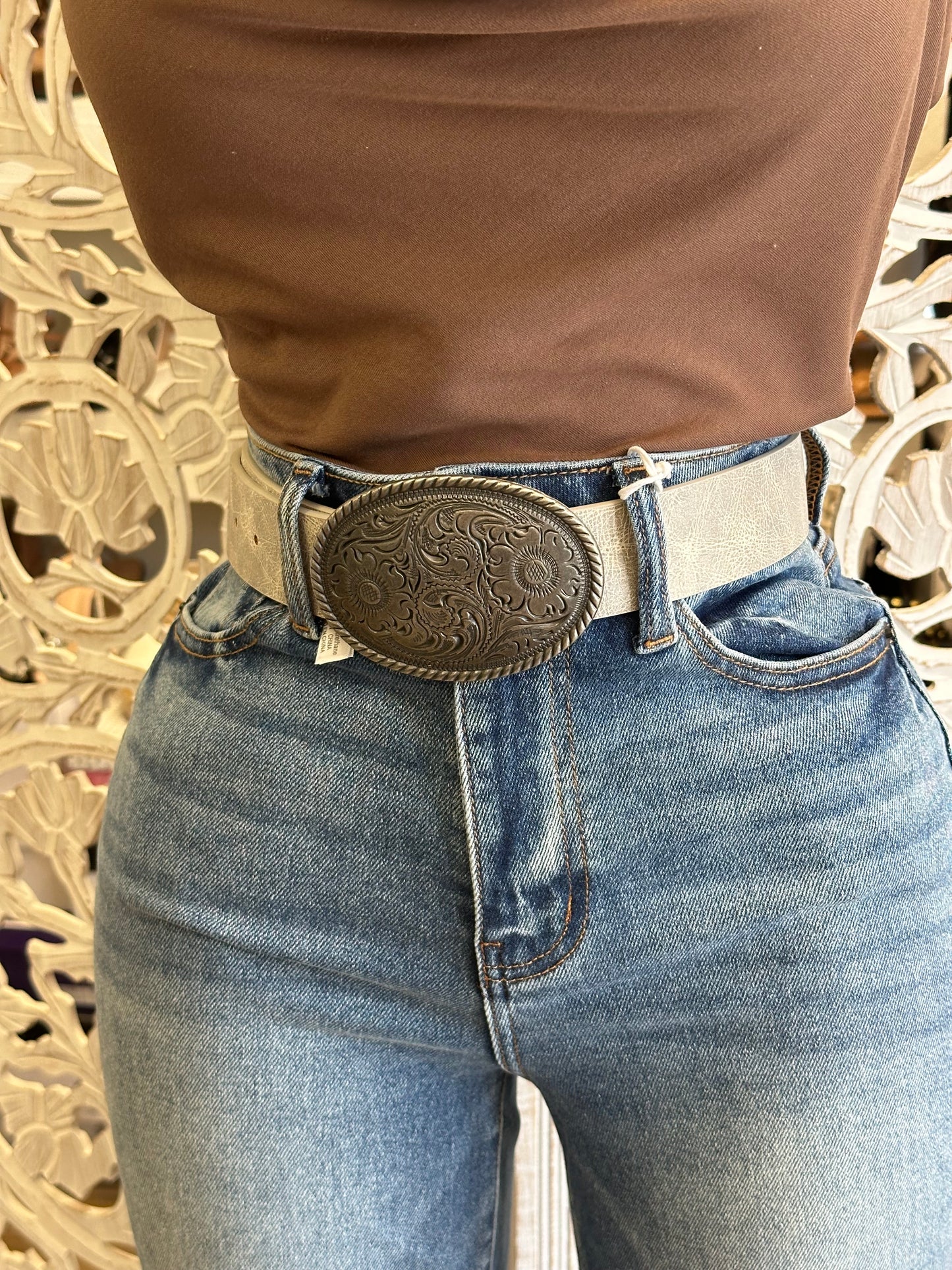 Bone Oval Western Belt
