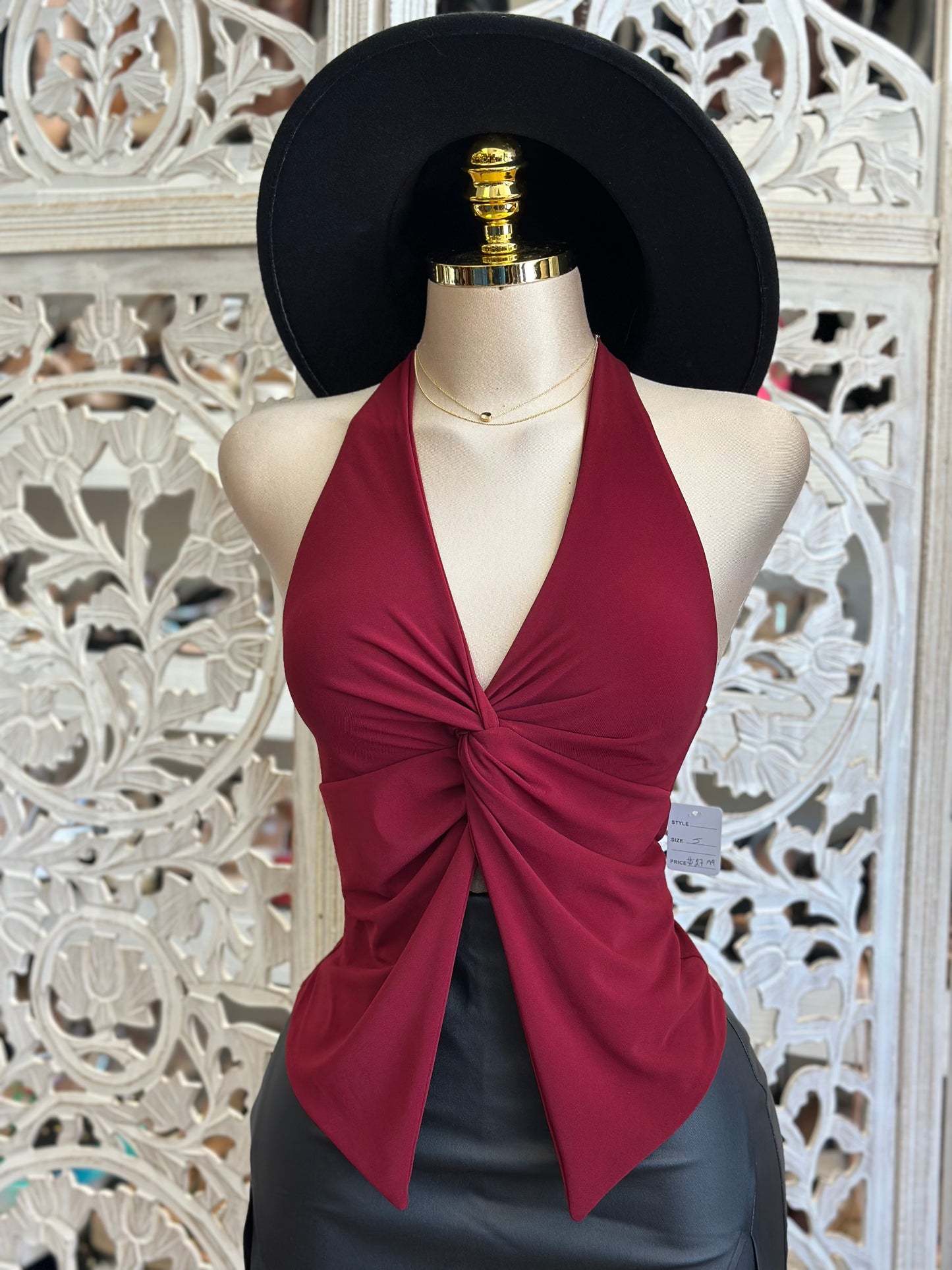 Split Twisted Blouse- Estira, Stretchy